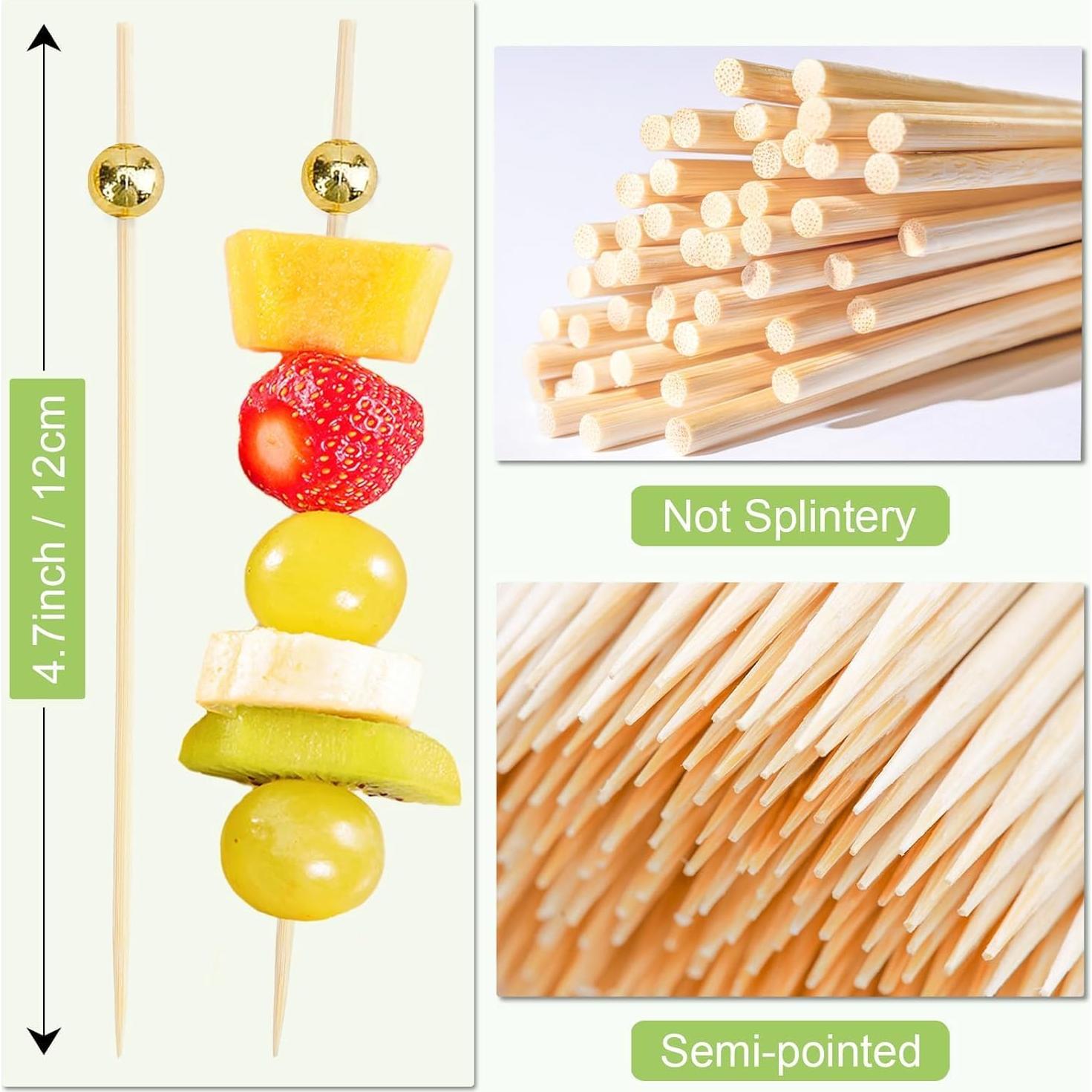 300 Palillos de Bambú Dorados para Aperitivos 11.9cm GuGen