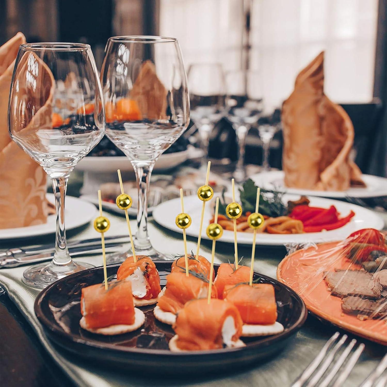 300 Palillos de Bambú Dorados para Aperitivos 11.9cm GuGen