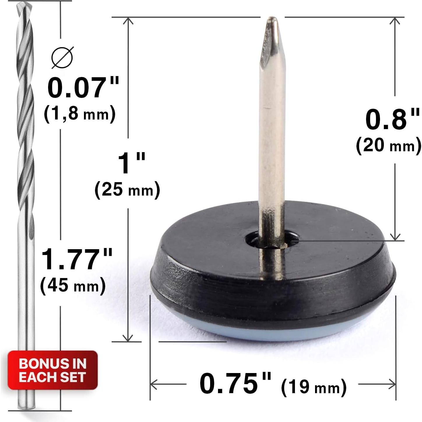 Deslizadores de Silla X-PROTECTOR 40 pcs 1.9 cm Gris Premium