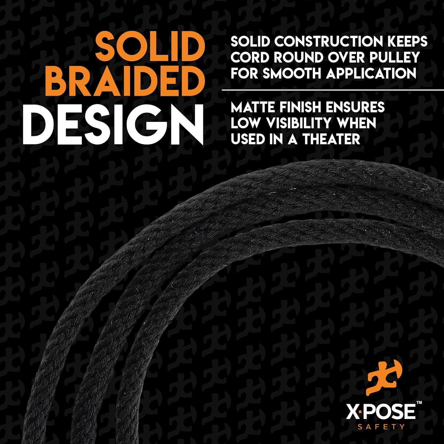 Cuerda de Sash Xpose Safety 1/4" 100 Pies Algodón Negro