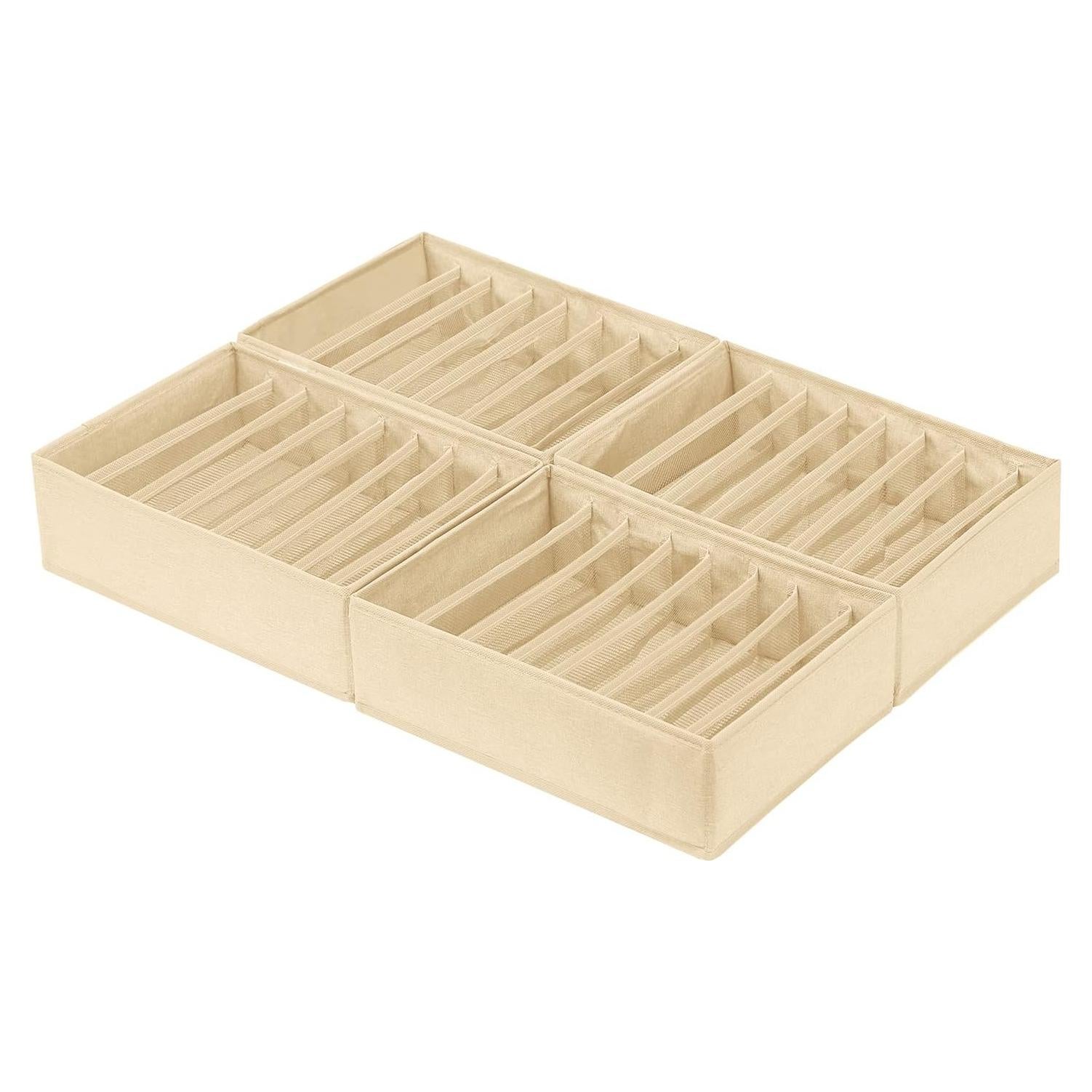 Organizadores de Cajón Qozary Pack de 4 Plegables Beige