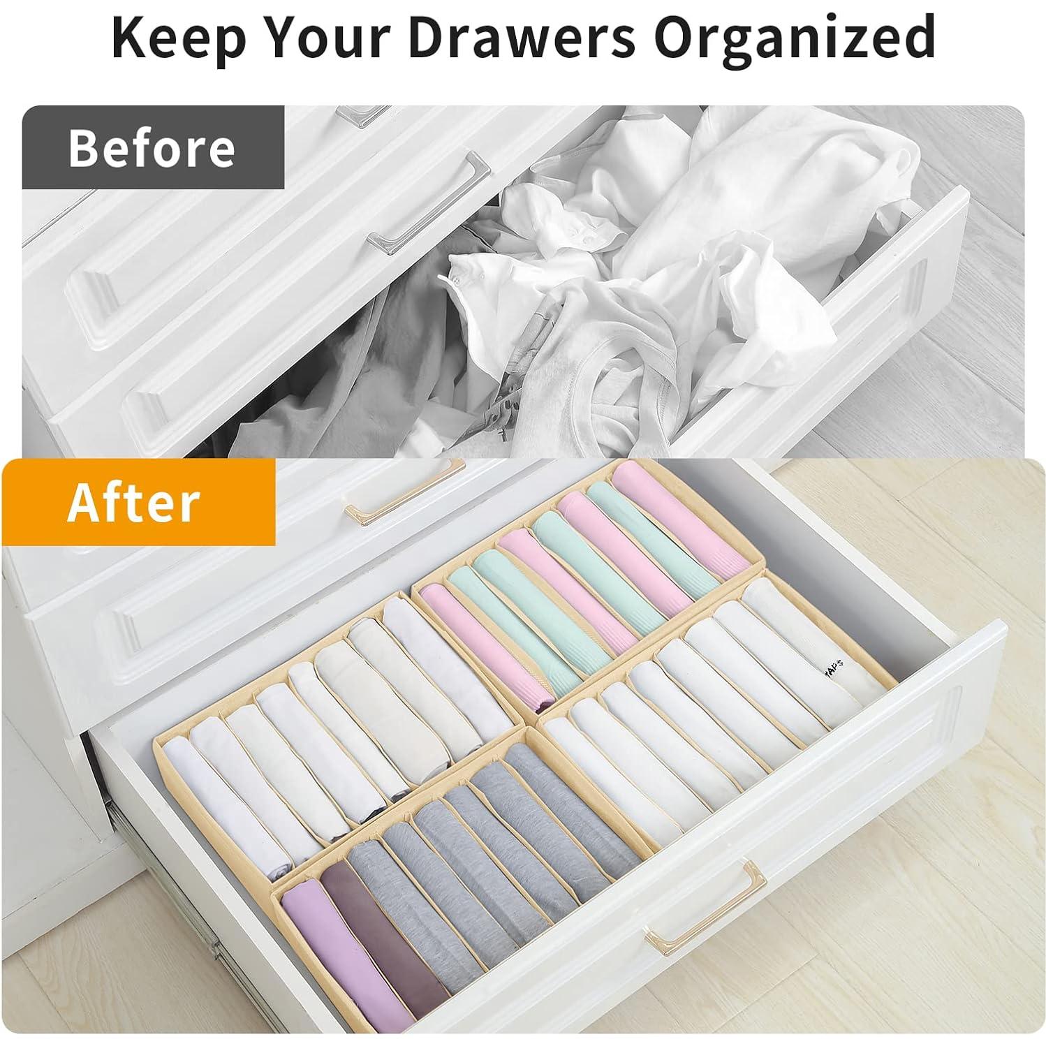 Organizadores de Cajón Qozary Pack de 4 Plegables Beige