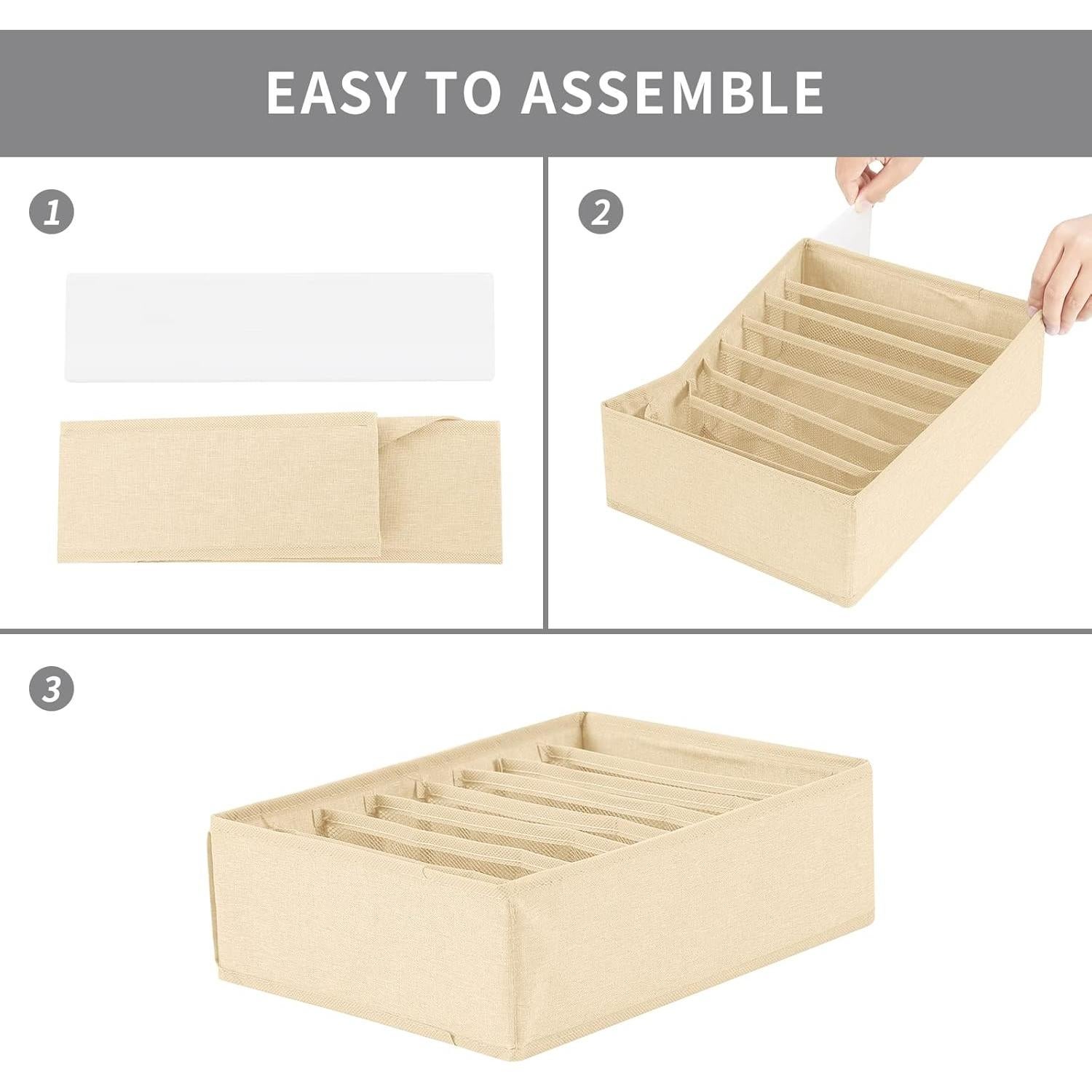 Organizadores de Cajón Qozary Pack de 4 Plegables Beige