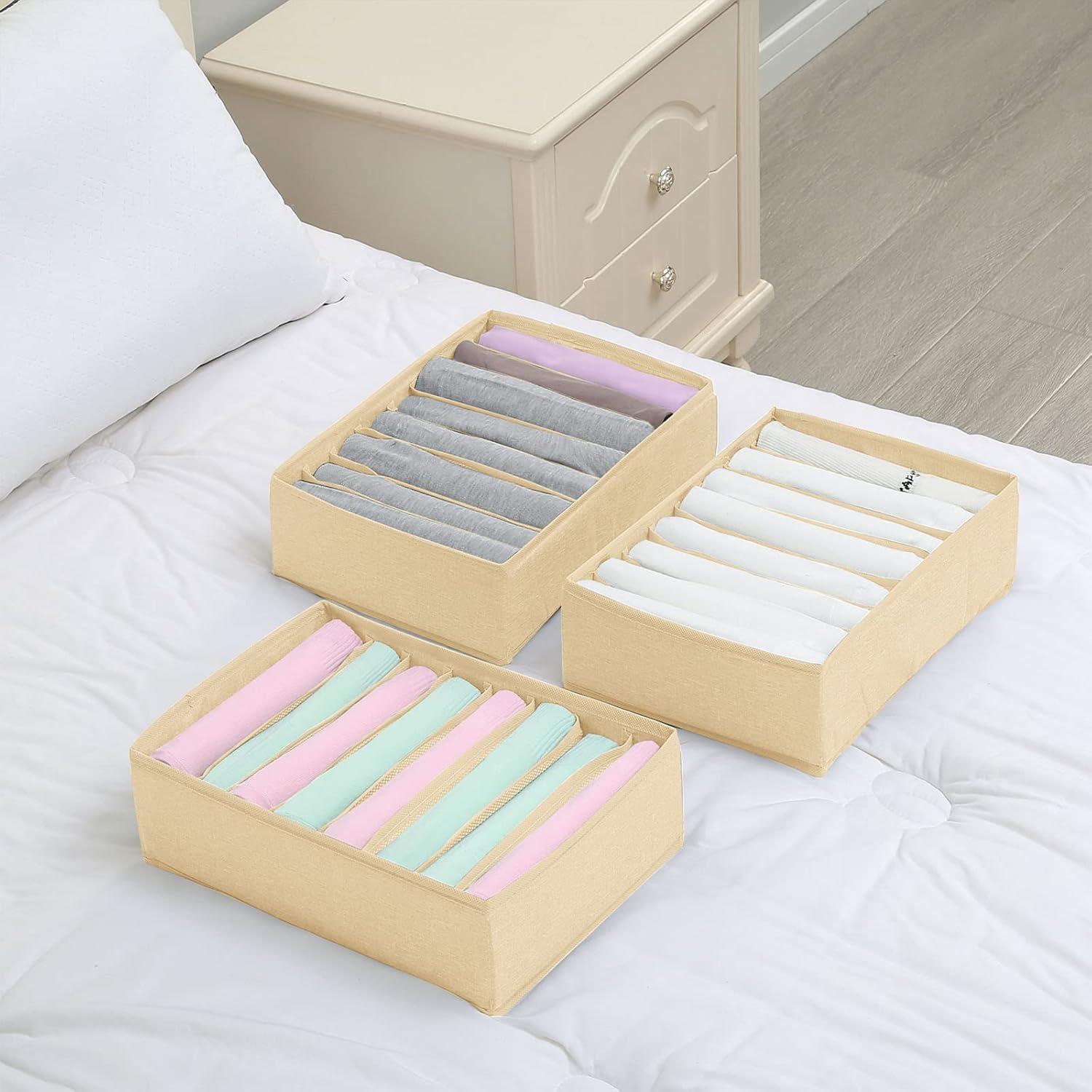 Organizadores de Cajón Qozary Pack de 4 Plegables Beige