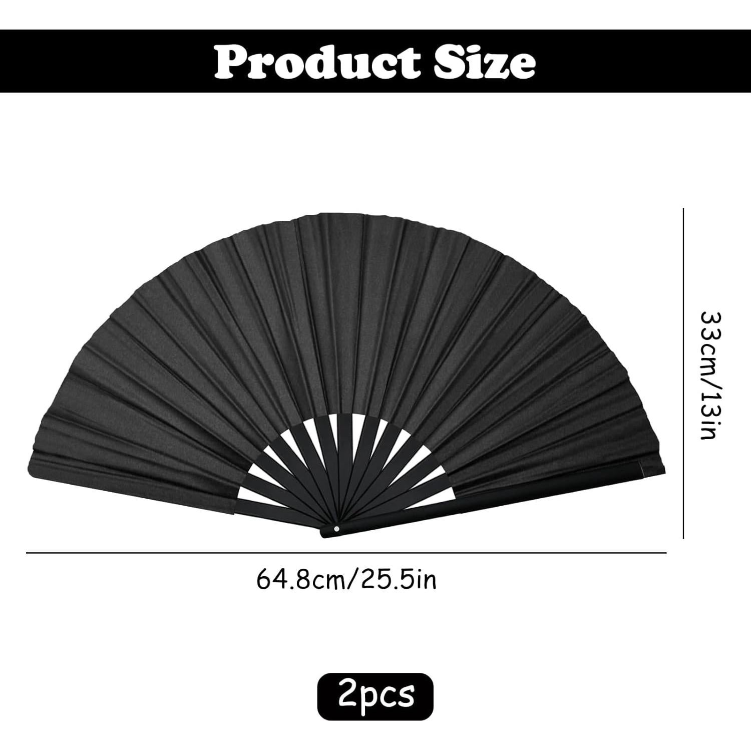 2 Piezas Abanicos de Mano HINGTAI Plegables para Baile Negro