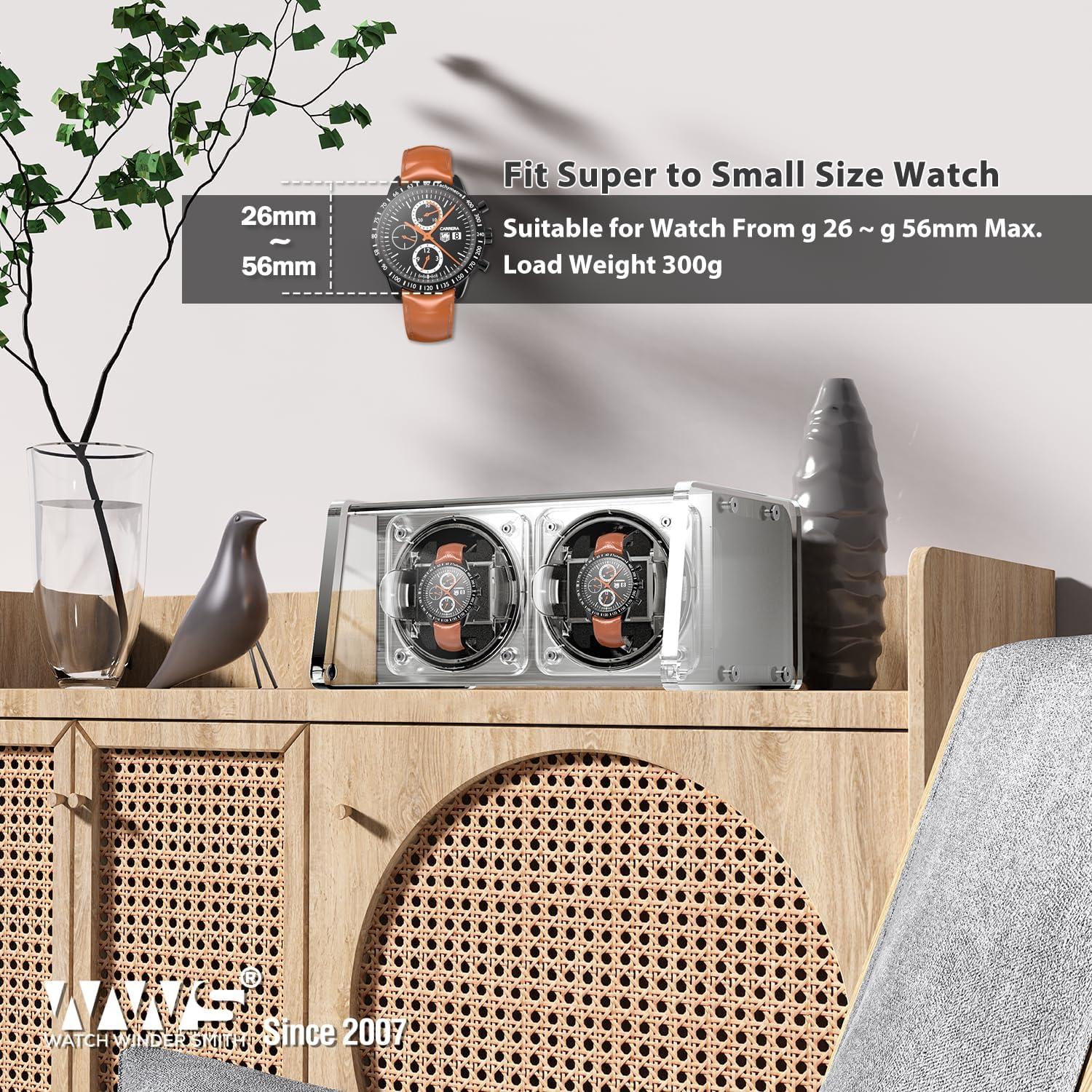 Enrollador de Relojes Automáticos Watch Winder Smith Doble Transparente