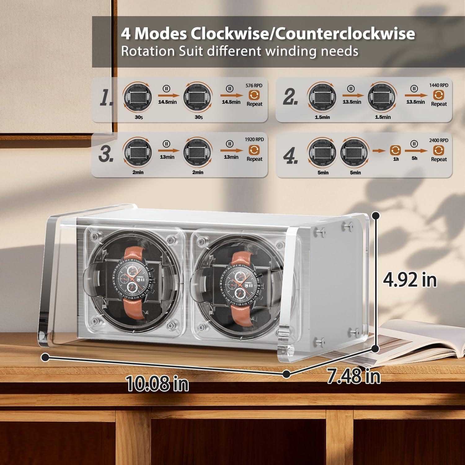 Enrollador de Relojes Automáticos Watch Winder Smith Doble Transparente