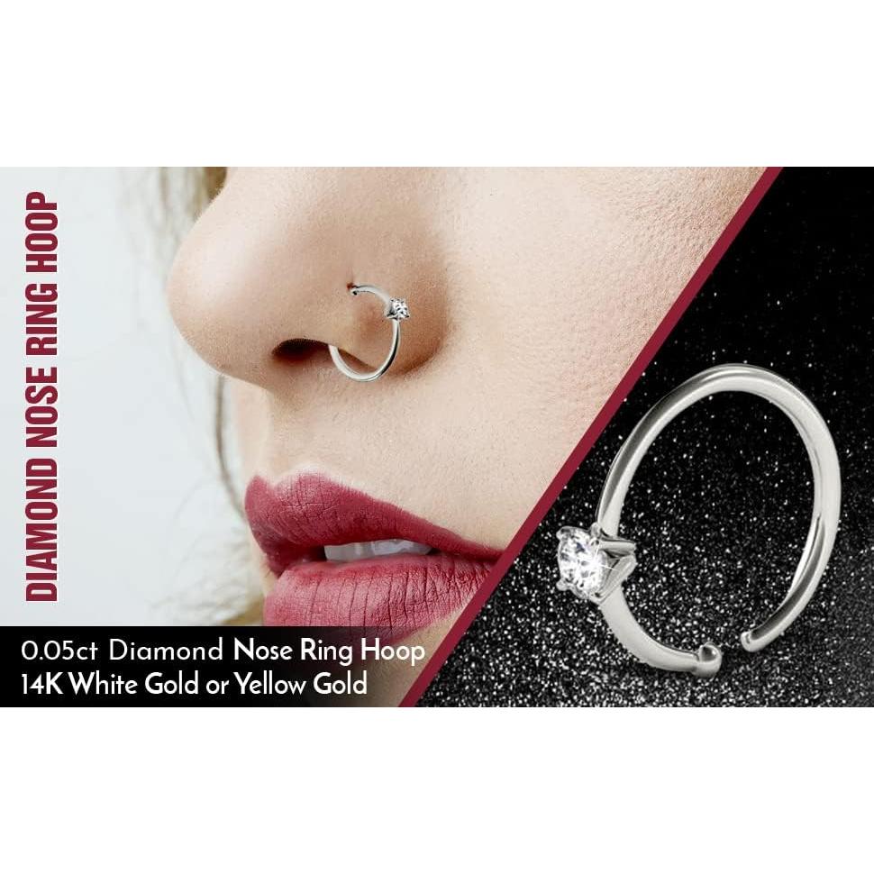 Anillo de Nariz de Diamante 0.05ct Oro Blanco 14K o Amarillo