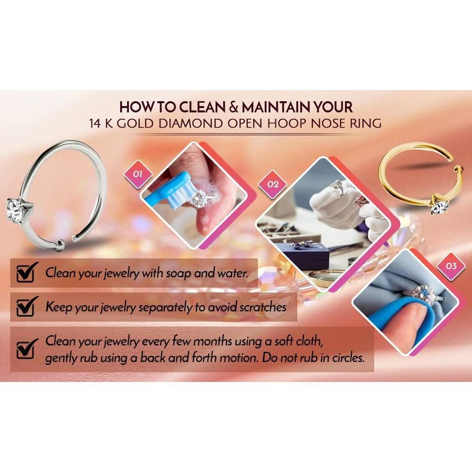 Anillo de Nariz de Diamante 0.05ct Oro Blanco 14K o Amarillo