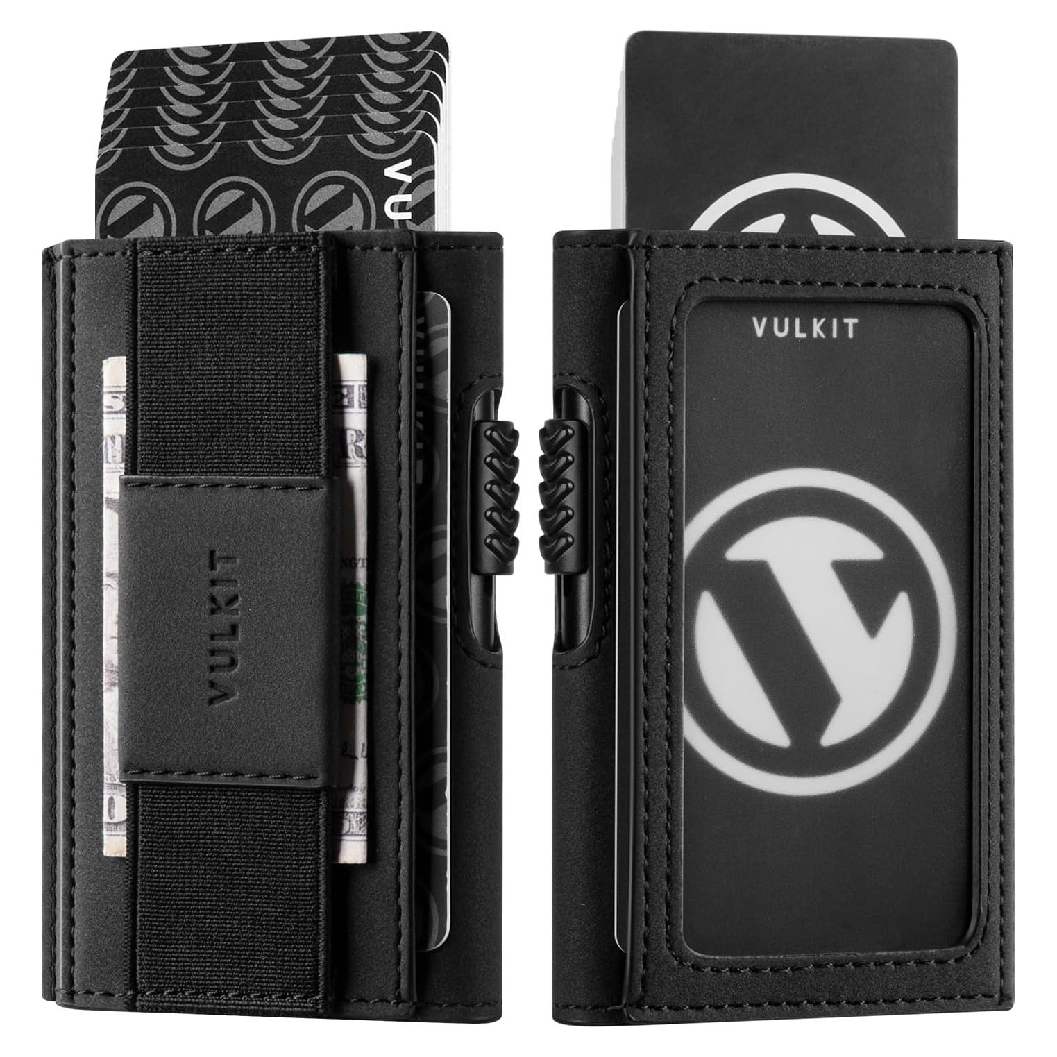 Billetera Minimalista VULKIT Negra con Bloqueo RFID y Expulsor