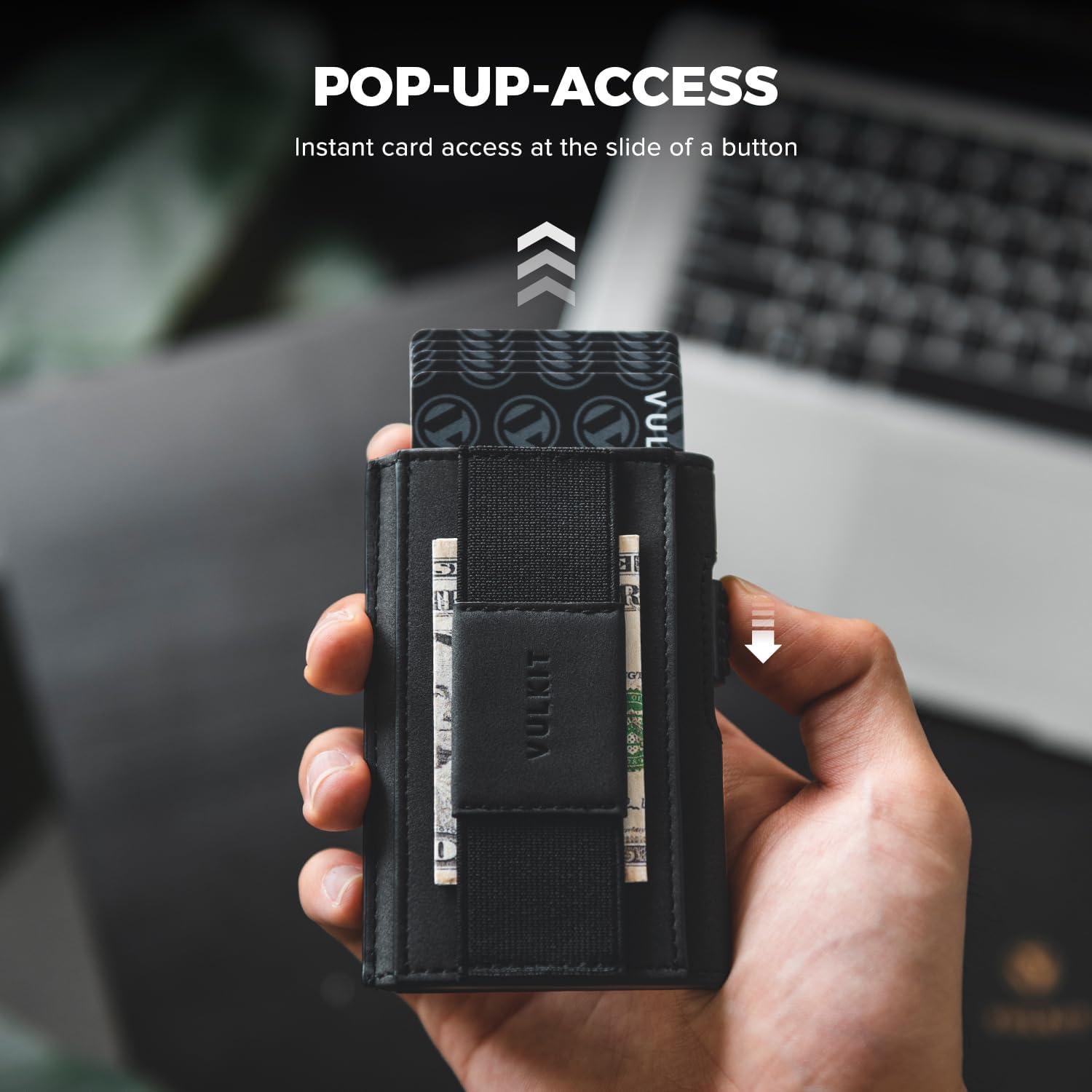 Billetera Minimalista VULKIT Negra con Bloqueo RFID y Expulsor