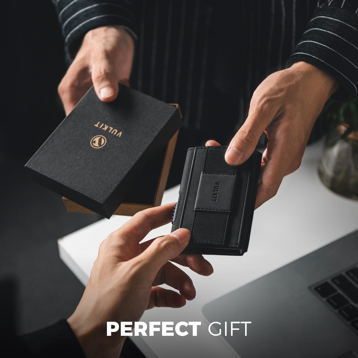 Billetera Minimalista VULKIT Negra con Bloqueo RFID y Expulsor