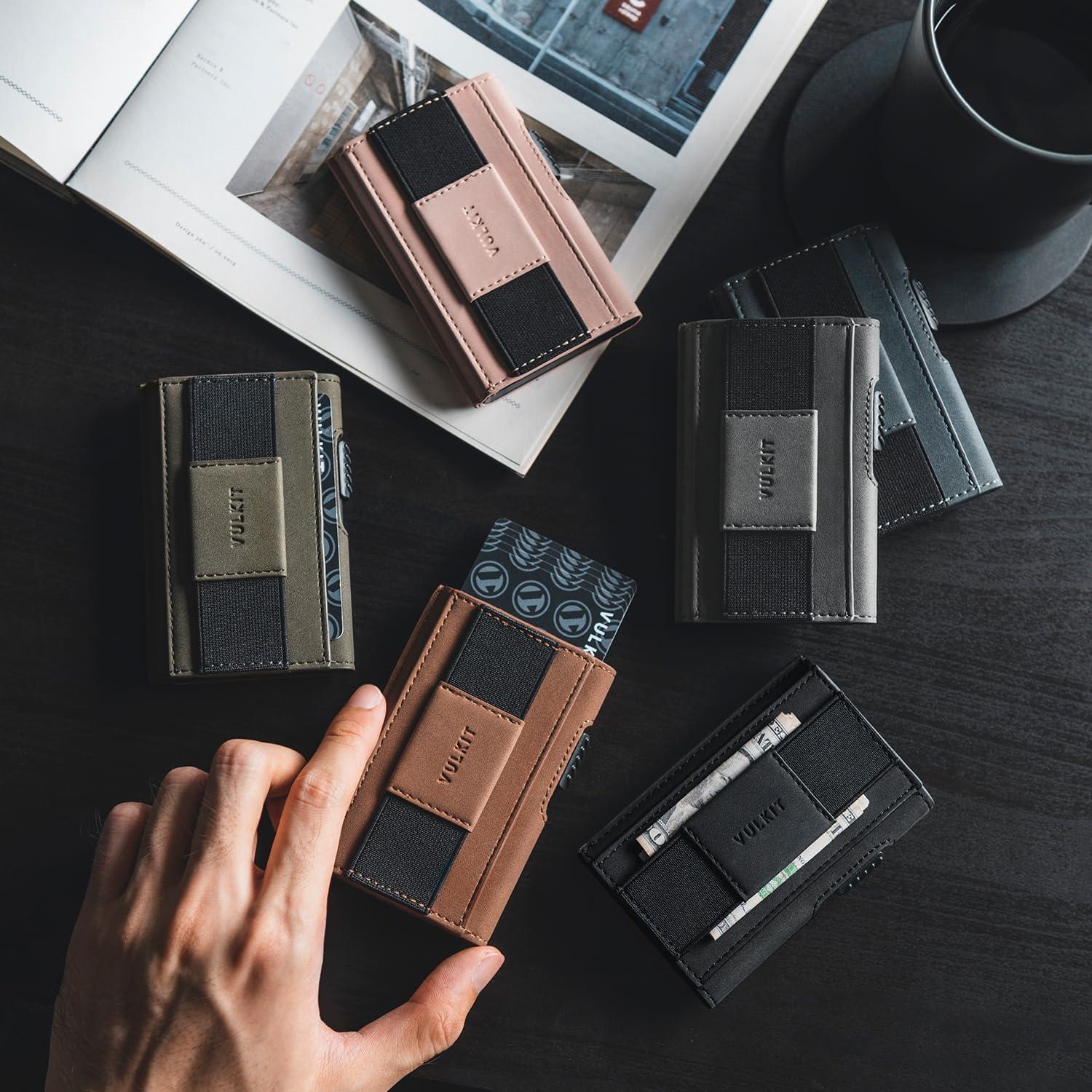 Billetera Minimalista VULKIT Negra con Bloqueo RFID y Expulsor