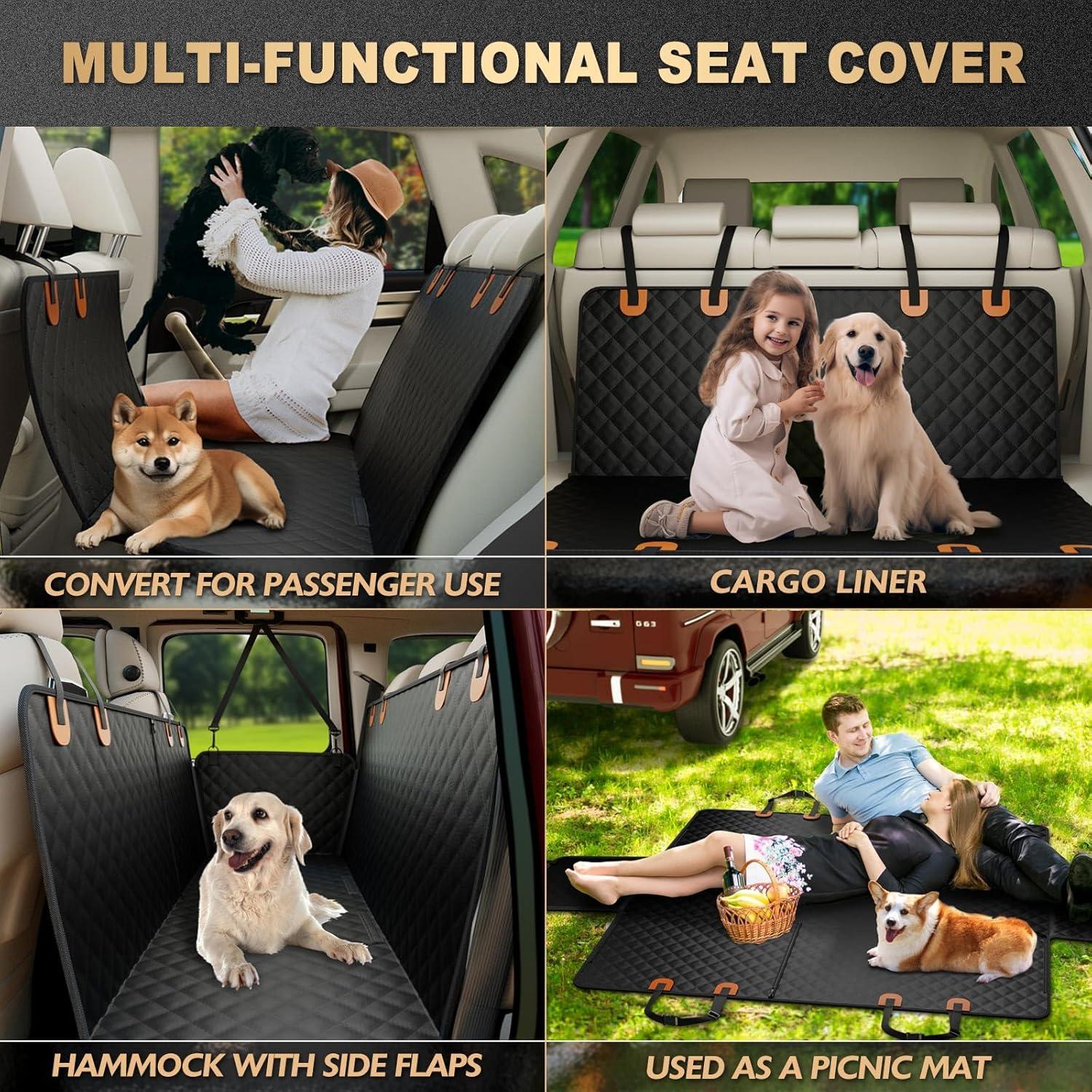 Funda de Asiento para Perros K KNODEL 100% Impermeable Negro