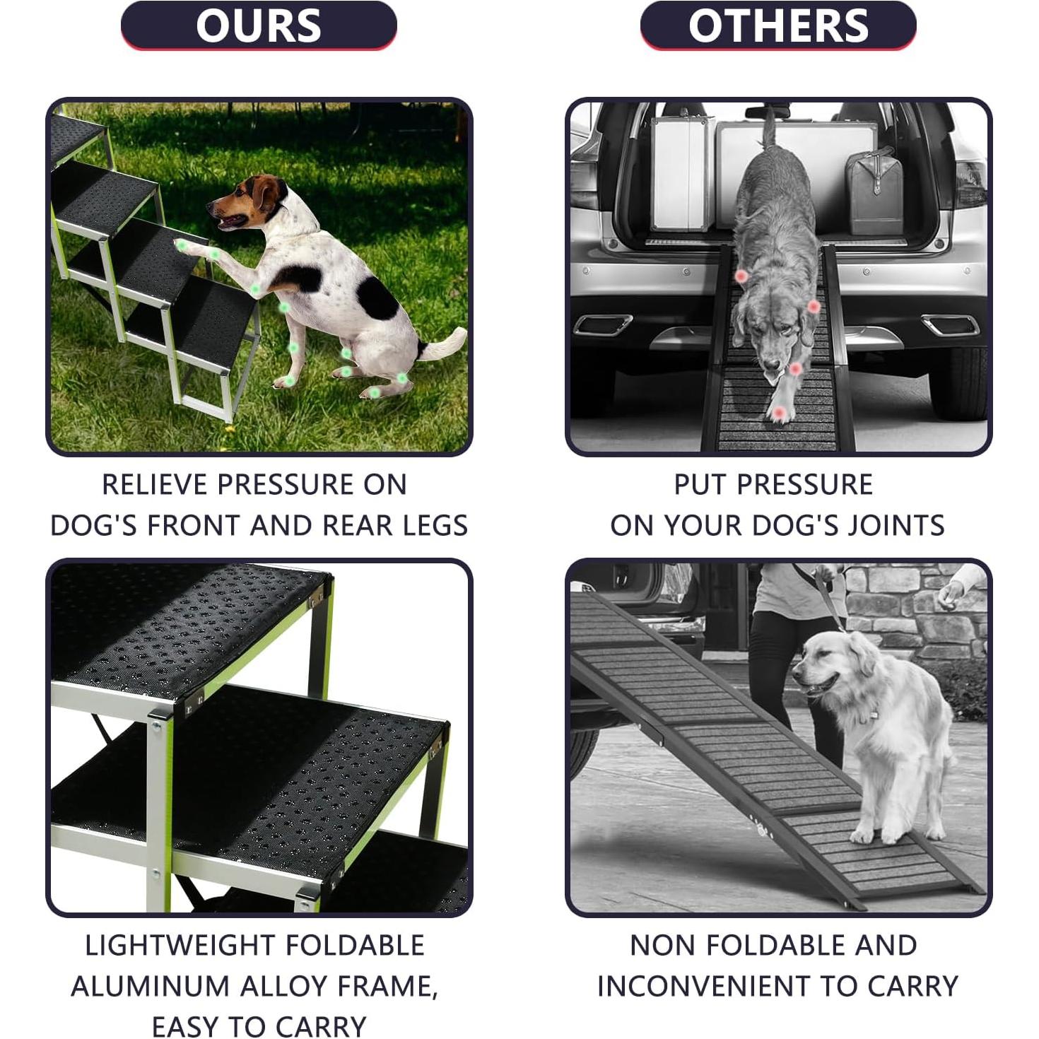 Rampas PLEGABLES para Perros PENSUN 6 Pasos Antideslizante