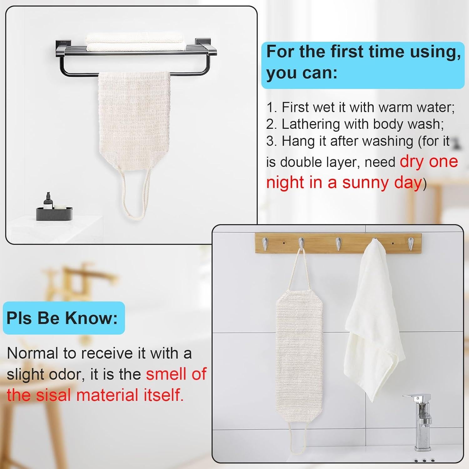 Toalla Exfoliante de Ducha SAMIYUE 90 cm Sisal Natural