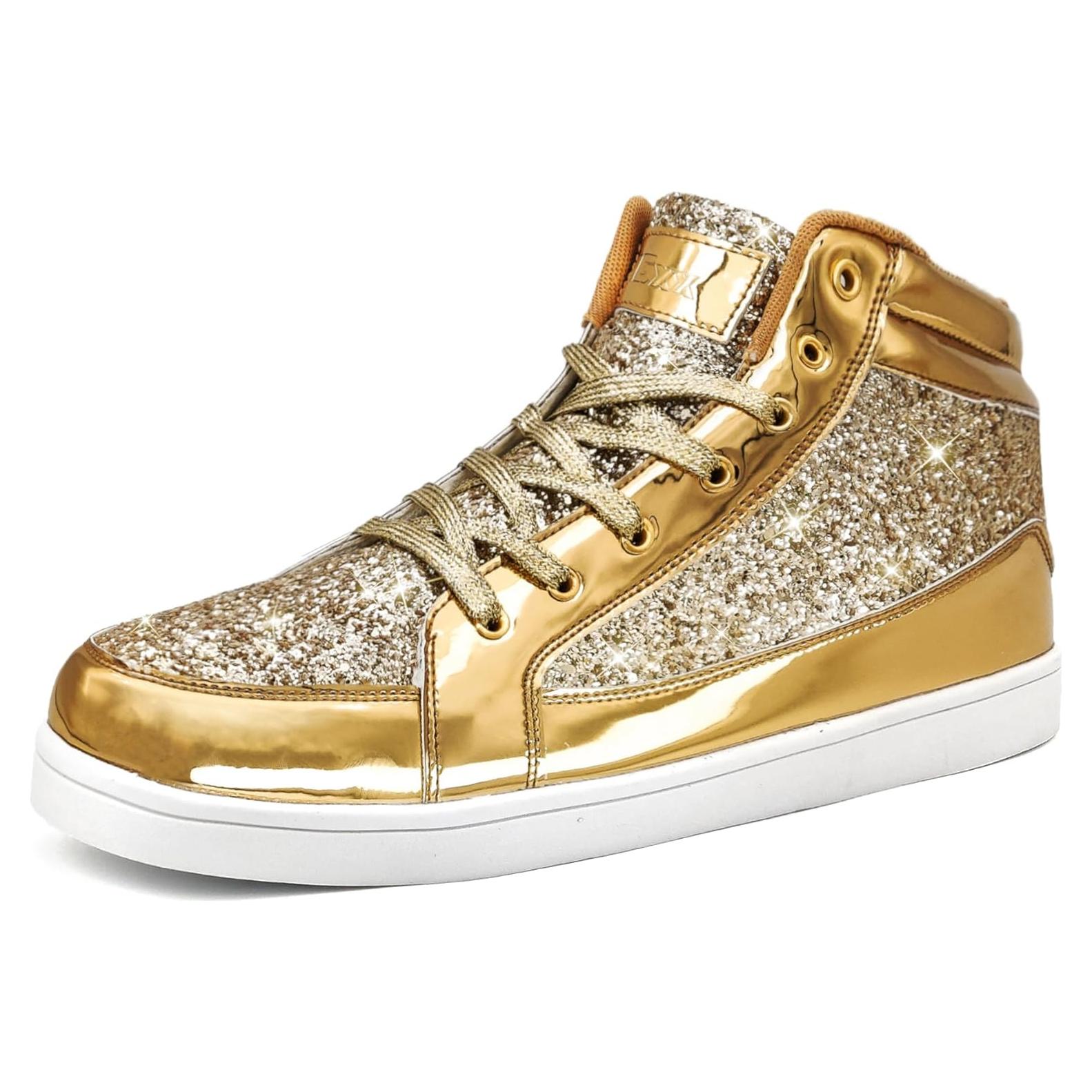 Zapatos Brillantes IGxx para Hombres Casual Oro 29x20x10cm