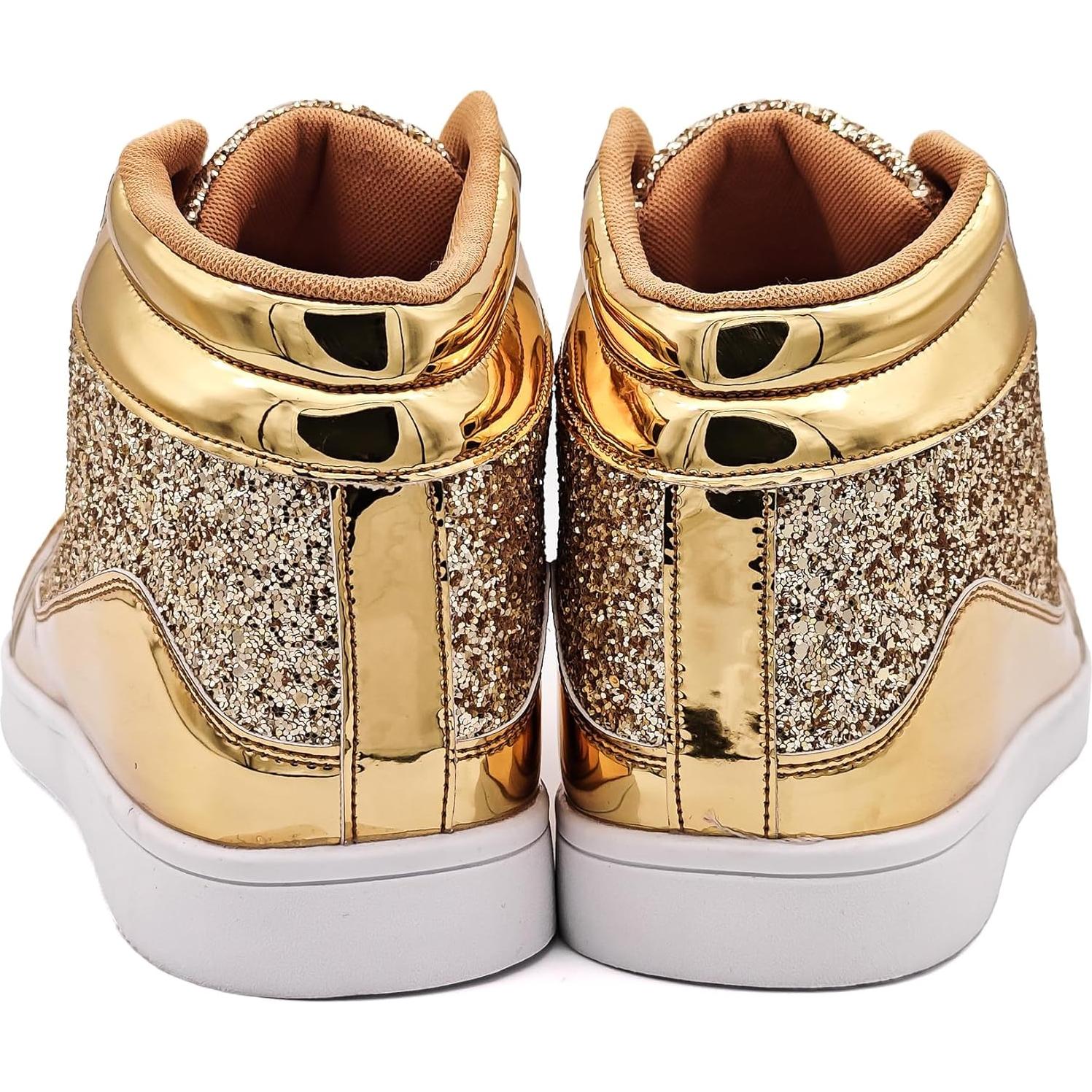 Zapatos Brillantes IGxx para Hombres Casual Oro 29x20x10cm