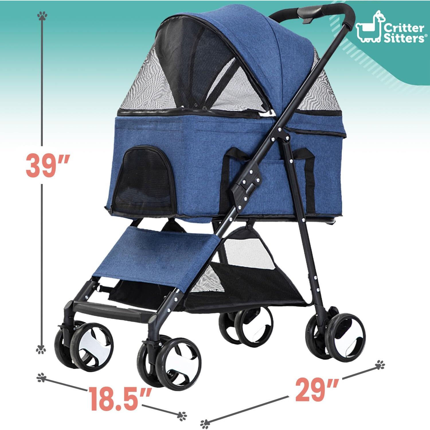 Carrito para Mascotas Critter Sitters Azul 15 kg 4 Ruedas Plegable