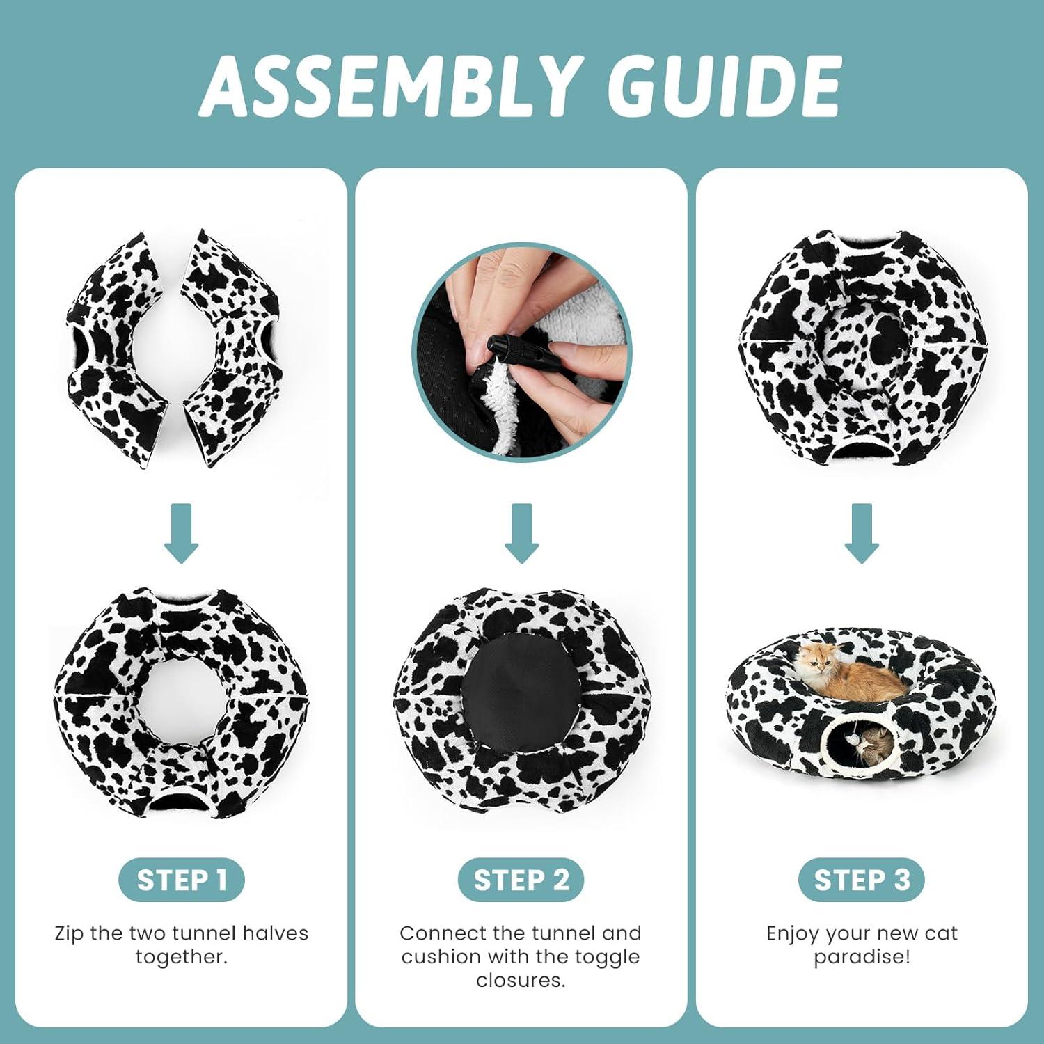 Túnel de Gato Plegable COZY KISS con Cojín Lavable 85x85cm