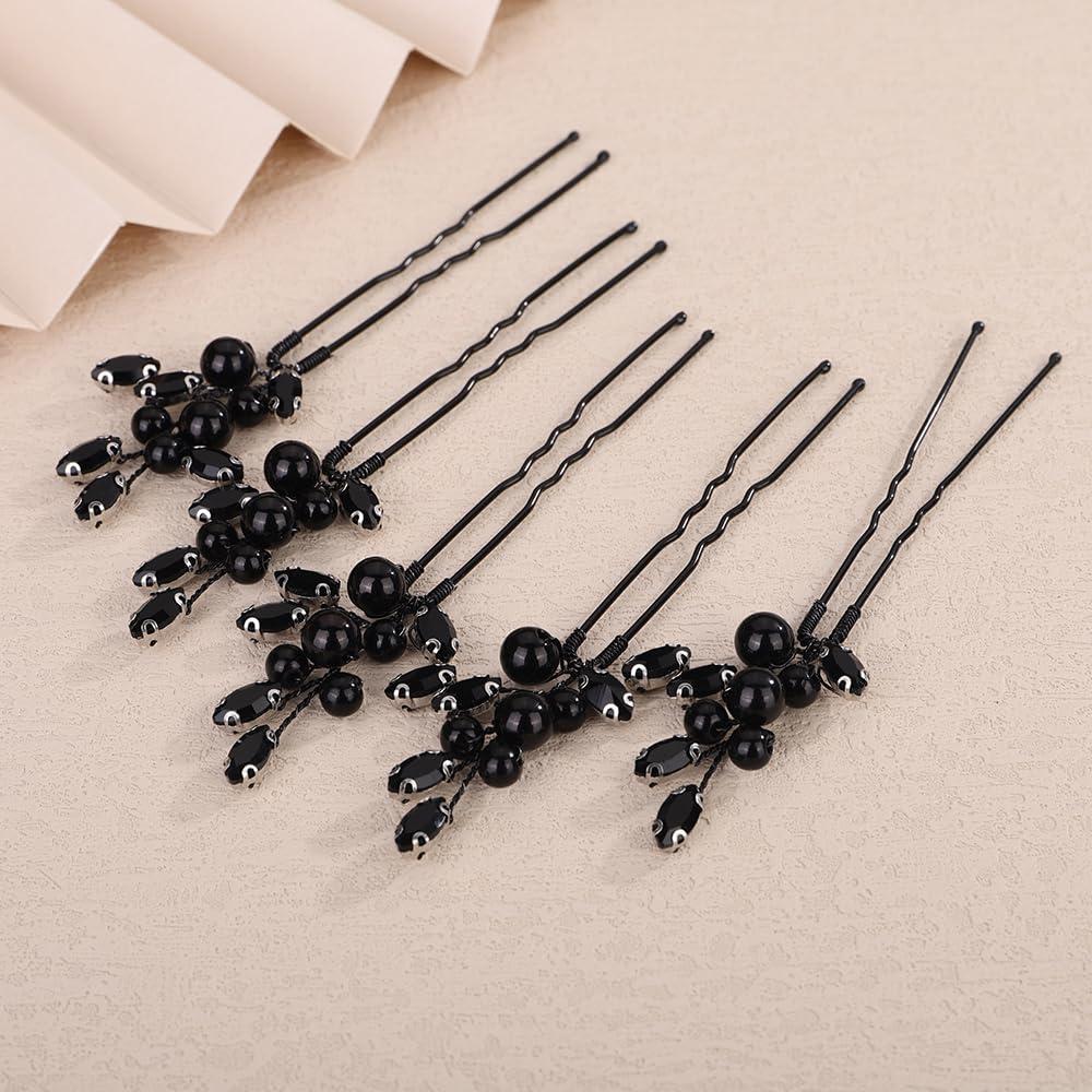 Juego de 5 Horquillas de Perlas Negras Rumtock2024