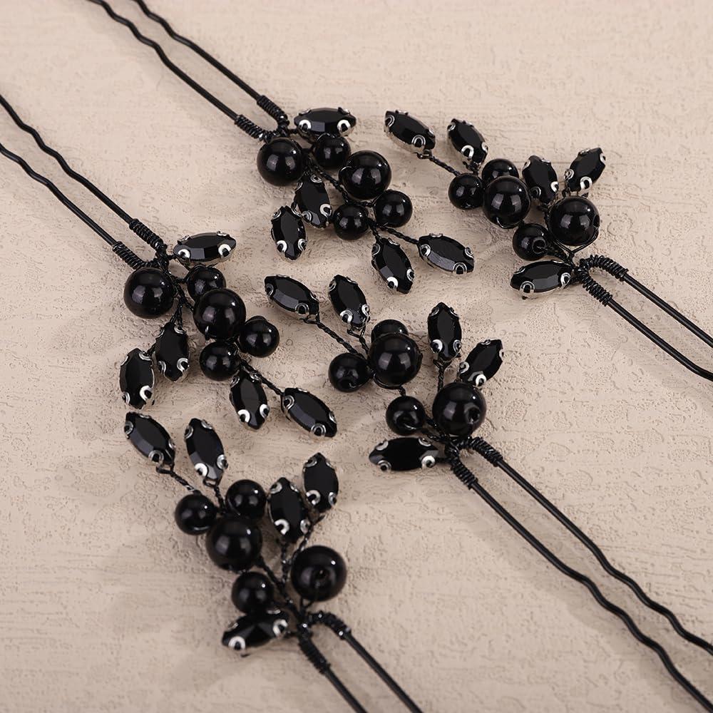 Juego de 5 Horquillas de Perlas Negras Rumtock2024