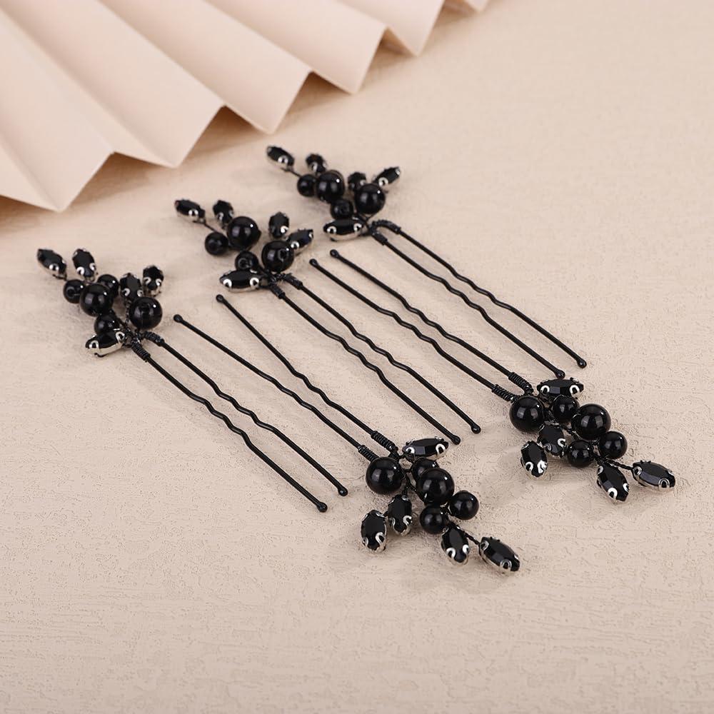 Juego de 5 Horquillas de Perlas Negras Rumtock2024 11.43 cm