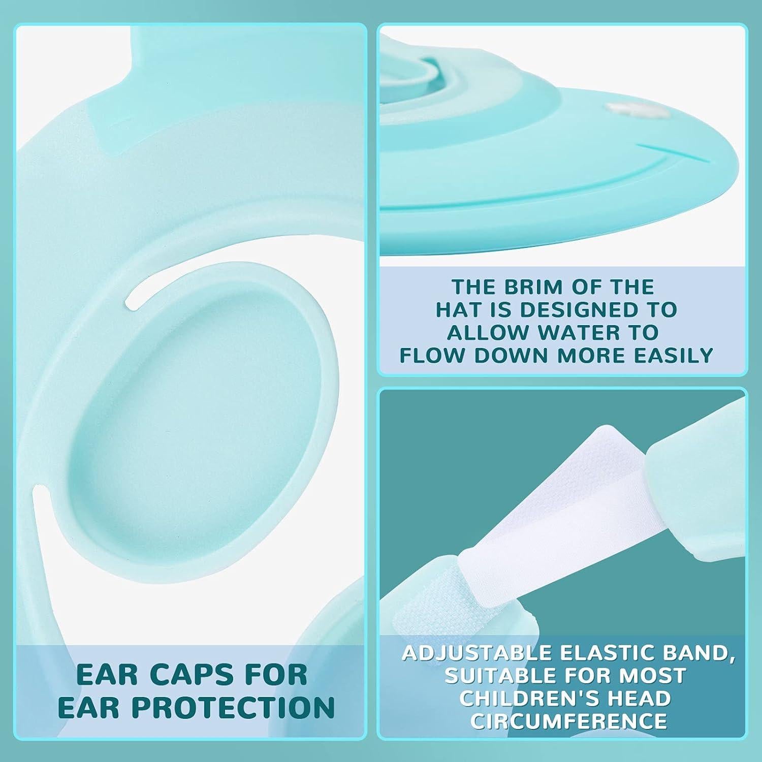 Gorro de Ducha para Bebé Geyoga Azul Ajustable Silicona