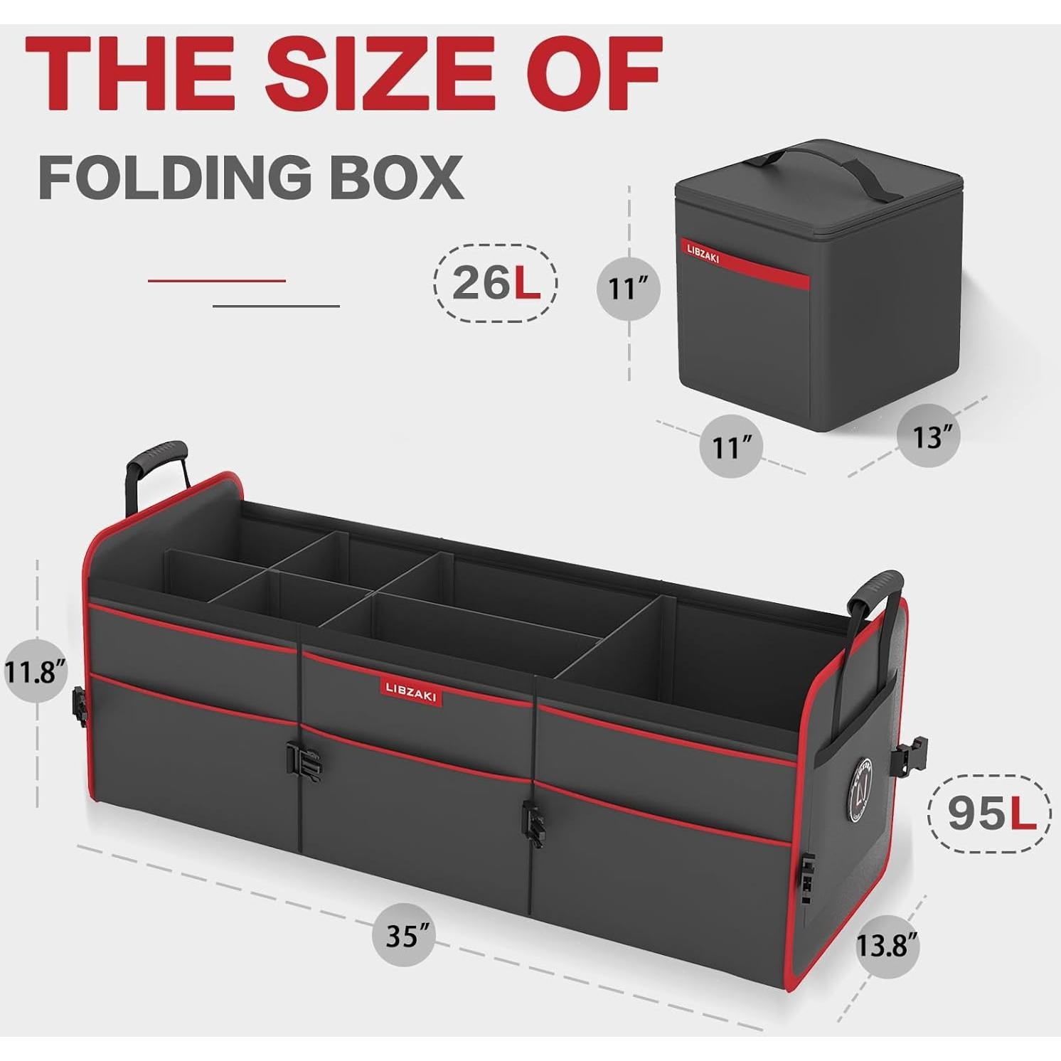 Organizador de Maletero LIBZAKI 95L Plegable con Bolsa Térmica 26L