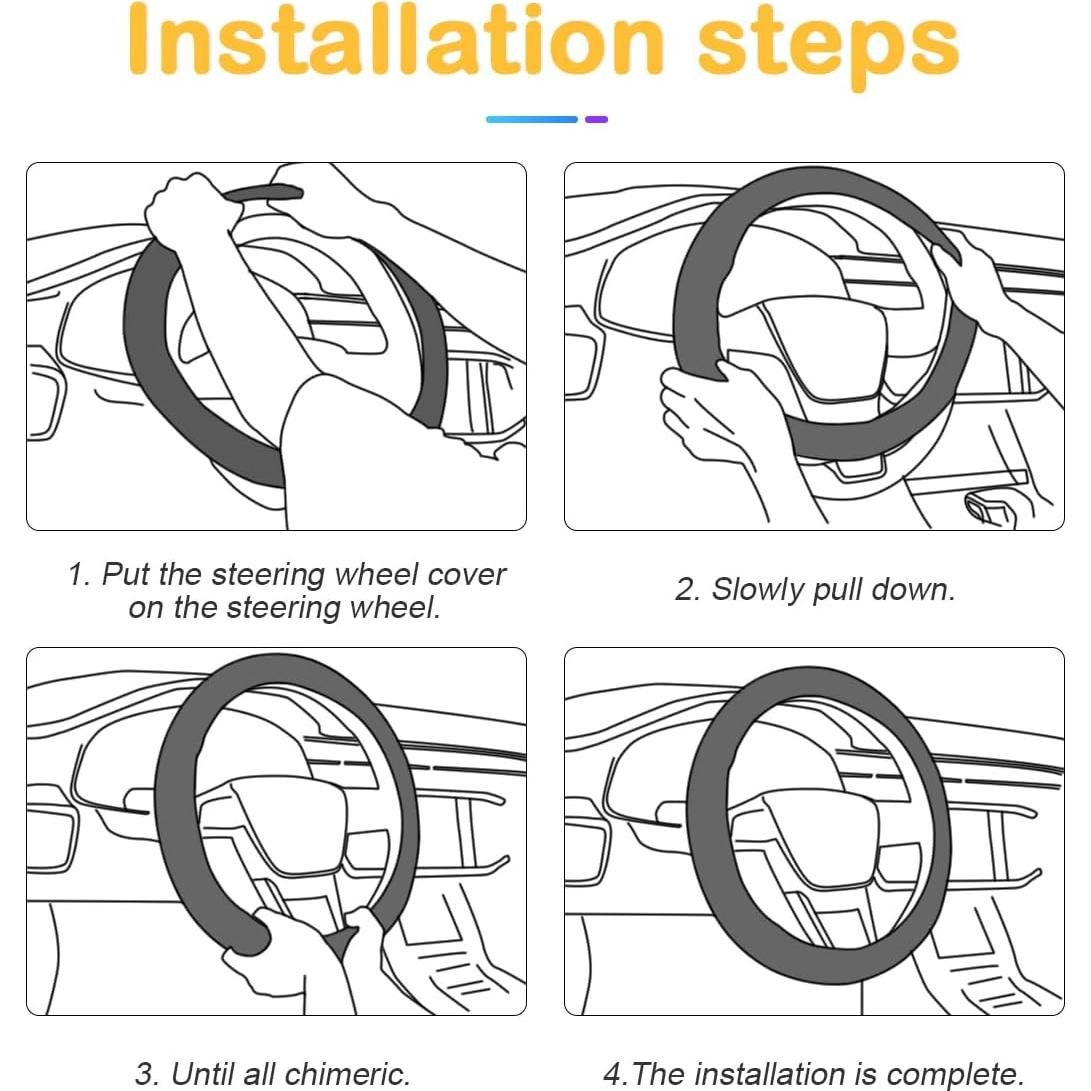Funda de Volante Osilly 37-38cm Antideslizante Cuero Carbono