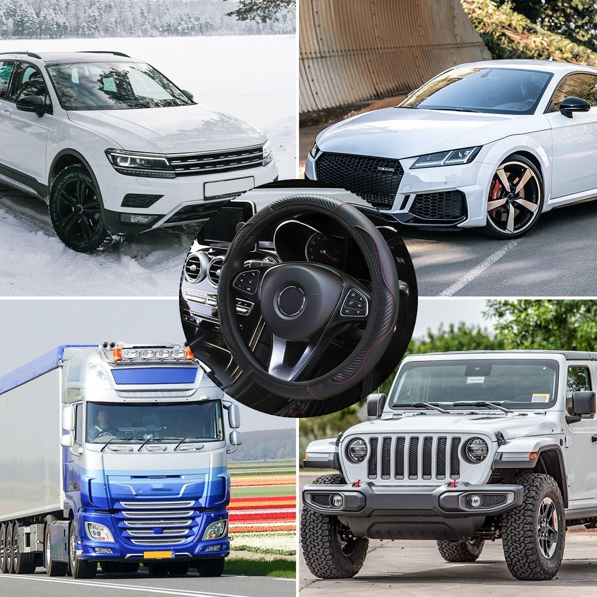 Funda de Volante Osilly 37-38cm Antideslizante Cuero Carbono