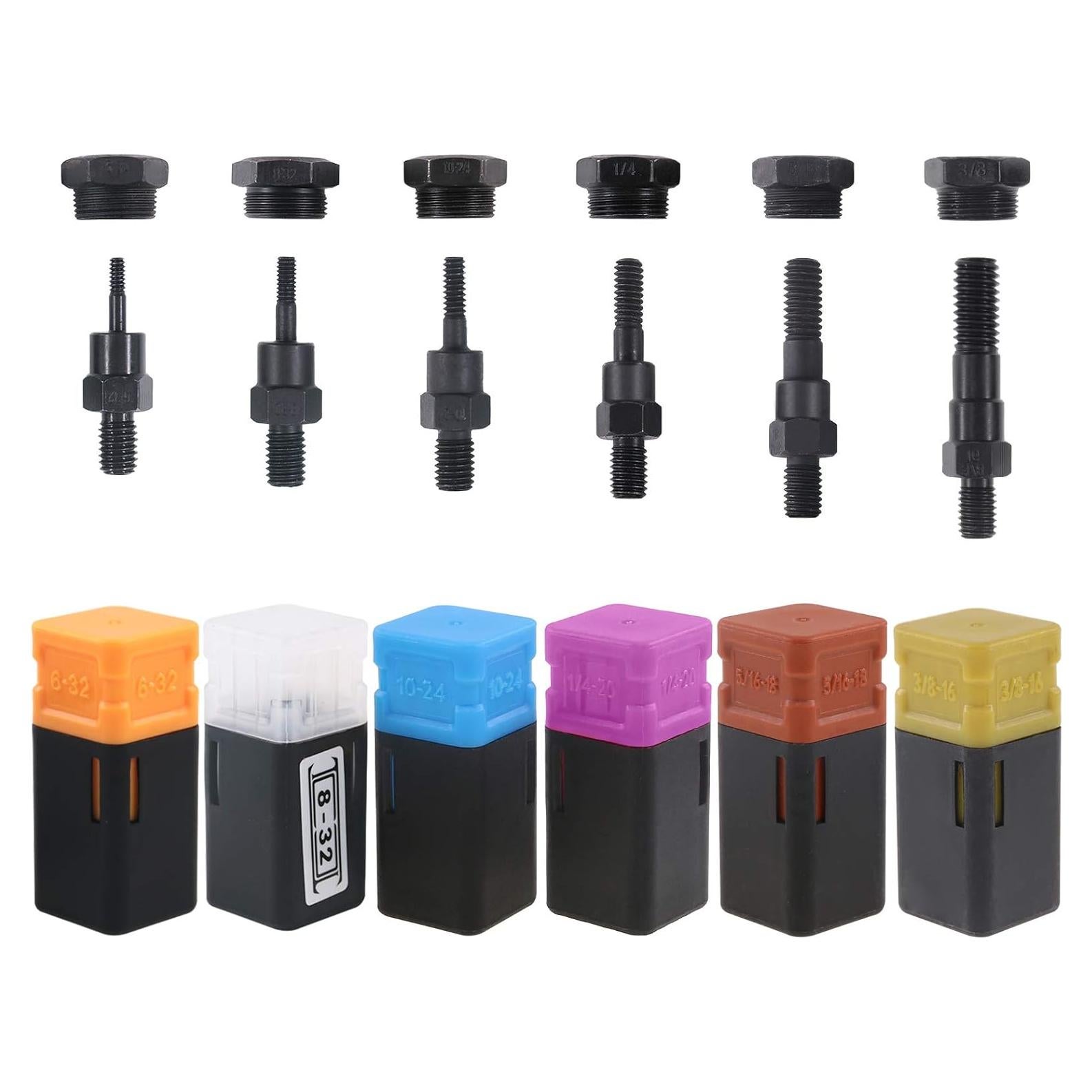 Hilitchi 6PCS Mandril de Tuerca Remachadora SAE y Métrico