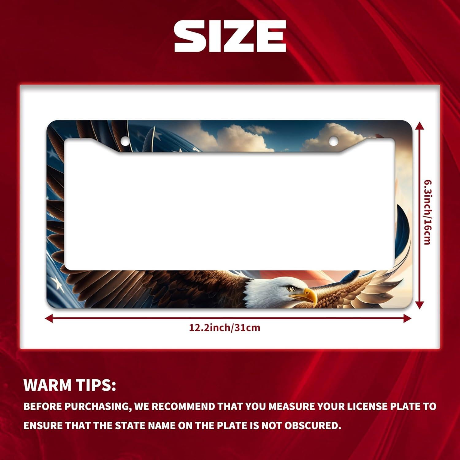 Marco de Placa de Licencia Personalizado Omw2fyb Águila Americana