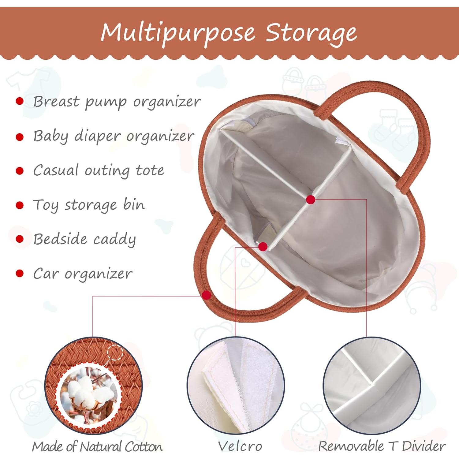 Caddy Organizador de Pañales COMSE Grande Algodón 39x25x20cm