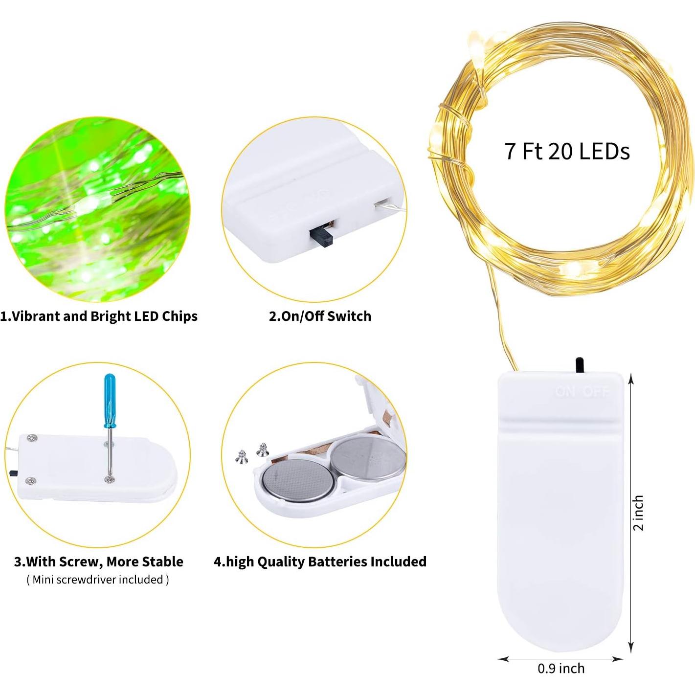 Luces de Hadas LED Brightown 12 Paquete 2.13m 20 LEDs Multicolor