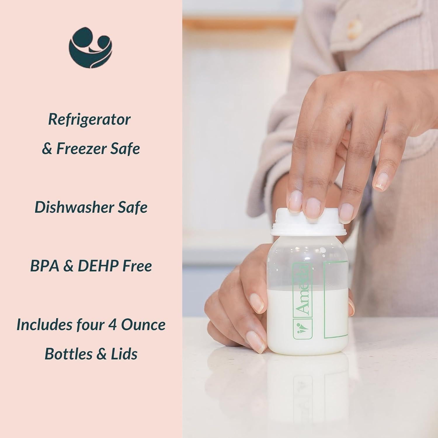 Botellas de Almacenamiento de Leche Materna Ameda 130 ml - 4 Unidades