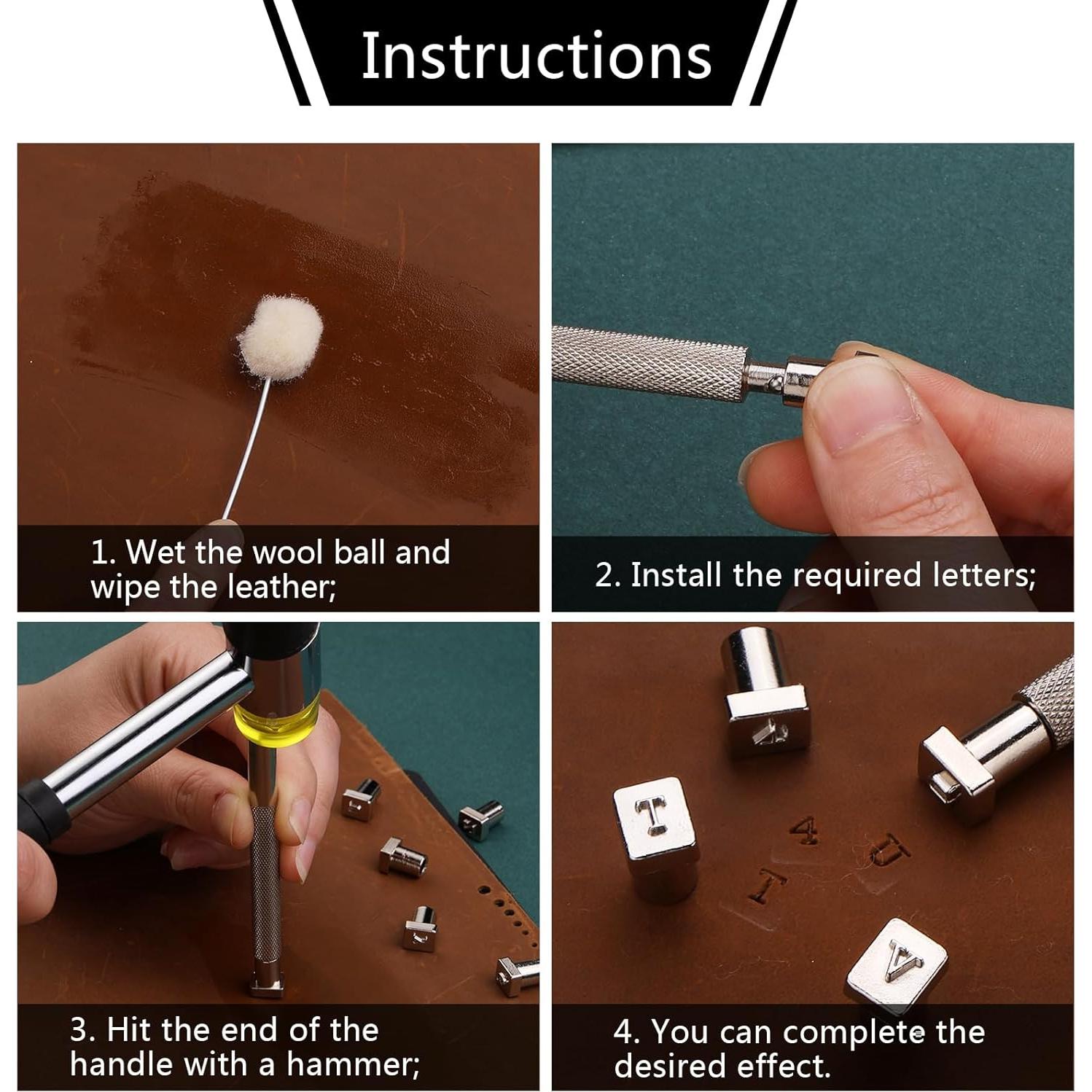 Kit de Estampado de Cuero Wonvoc 44 Pcs con Martillo y Sellos