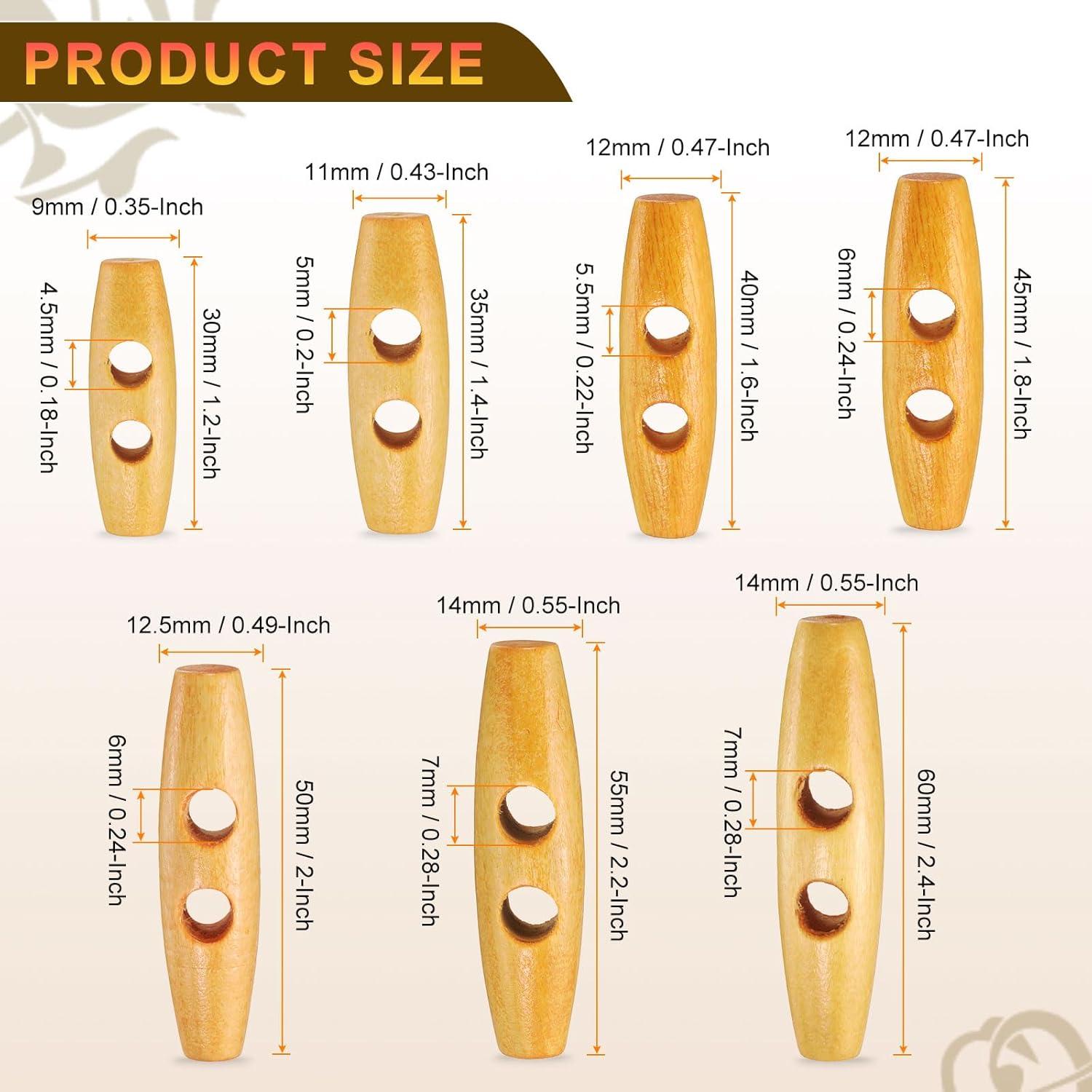 Botones de Madera HARFINGTON 30mm 20pcs Beige 2 Agujeros