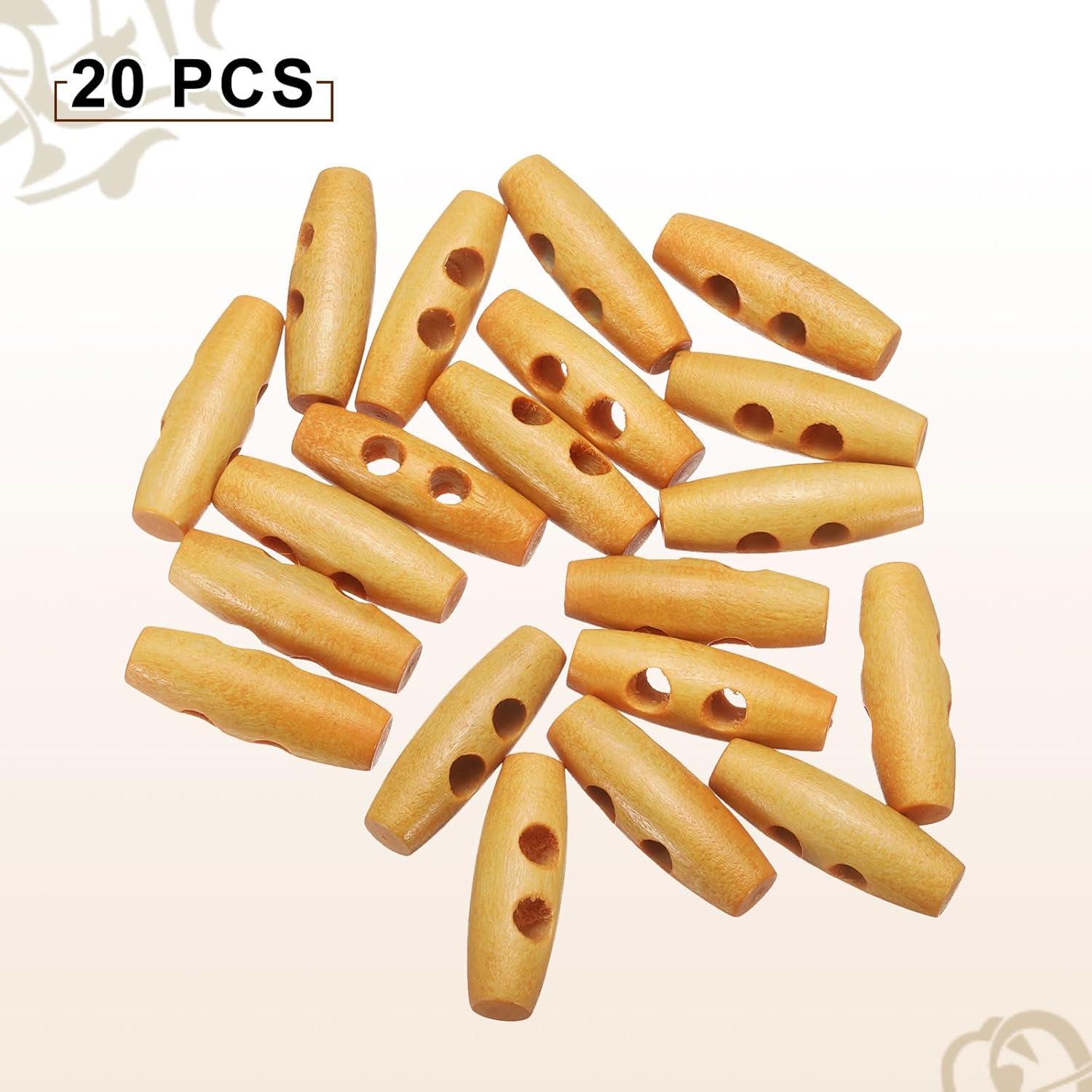 Botones de Madera HARFINGTON 30mm 20pcs Beige 2 Agujeros