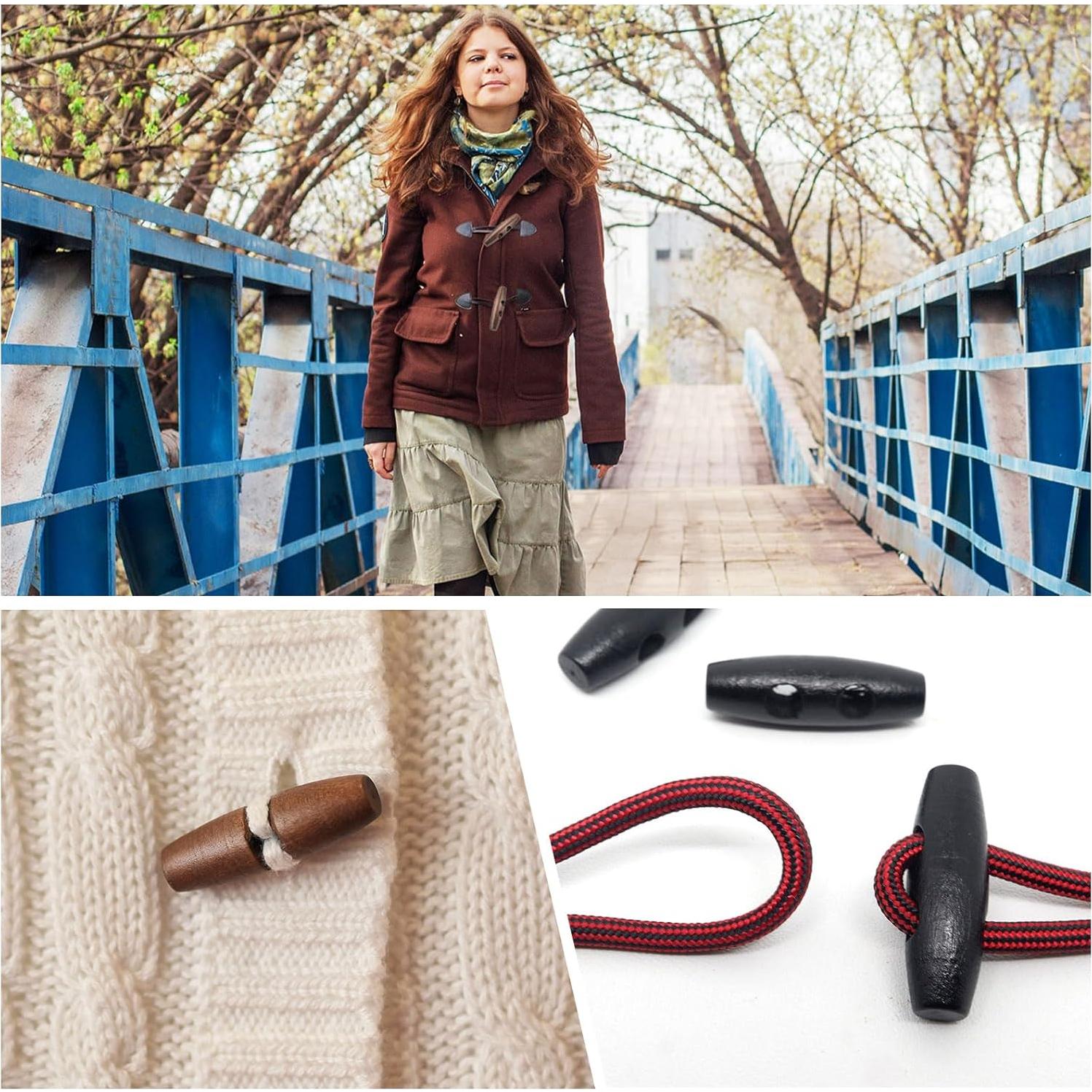 Botones de Madera HARFINGTON 30mm 20pcs Beige 2 Agujeros