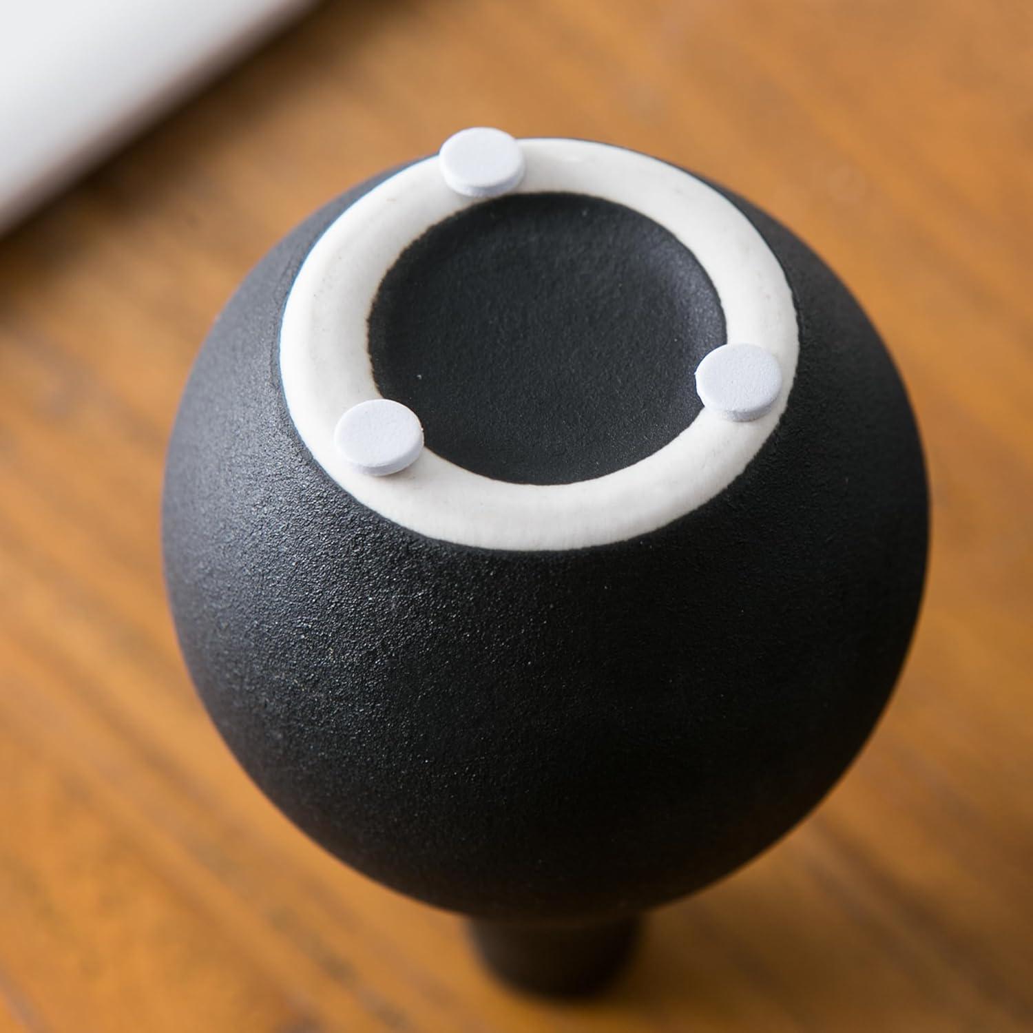 Juego de 5 Jarrones de Cerámica Negros Sowlvenco - Decoración Moderna