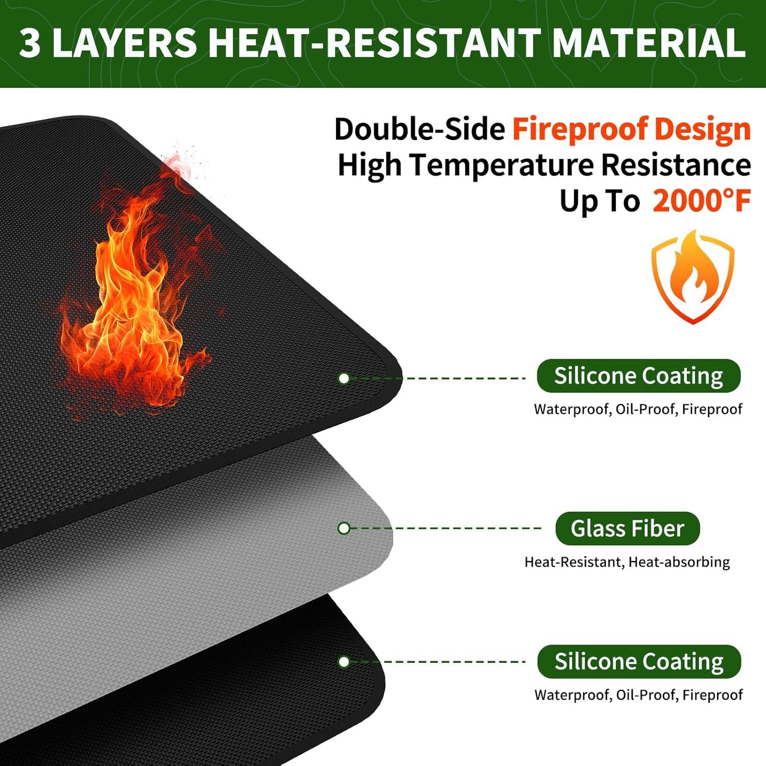 Alfombrilla para Parrilla XOHUYD 90x122 cm A Prueba de Fuego