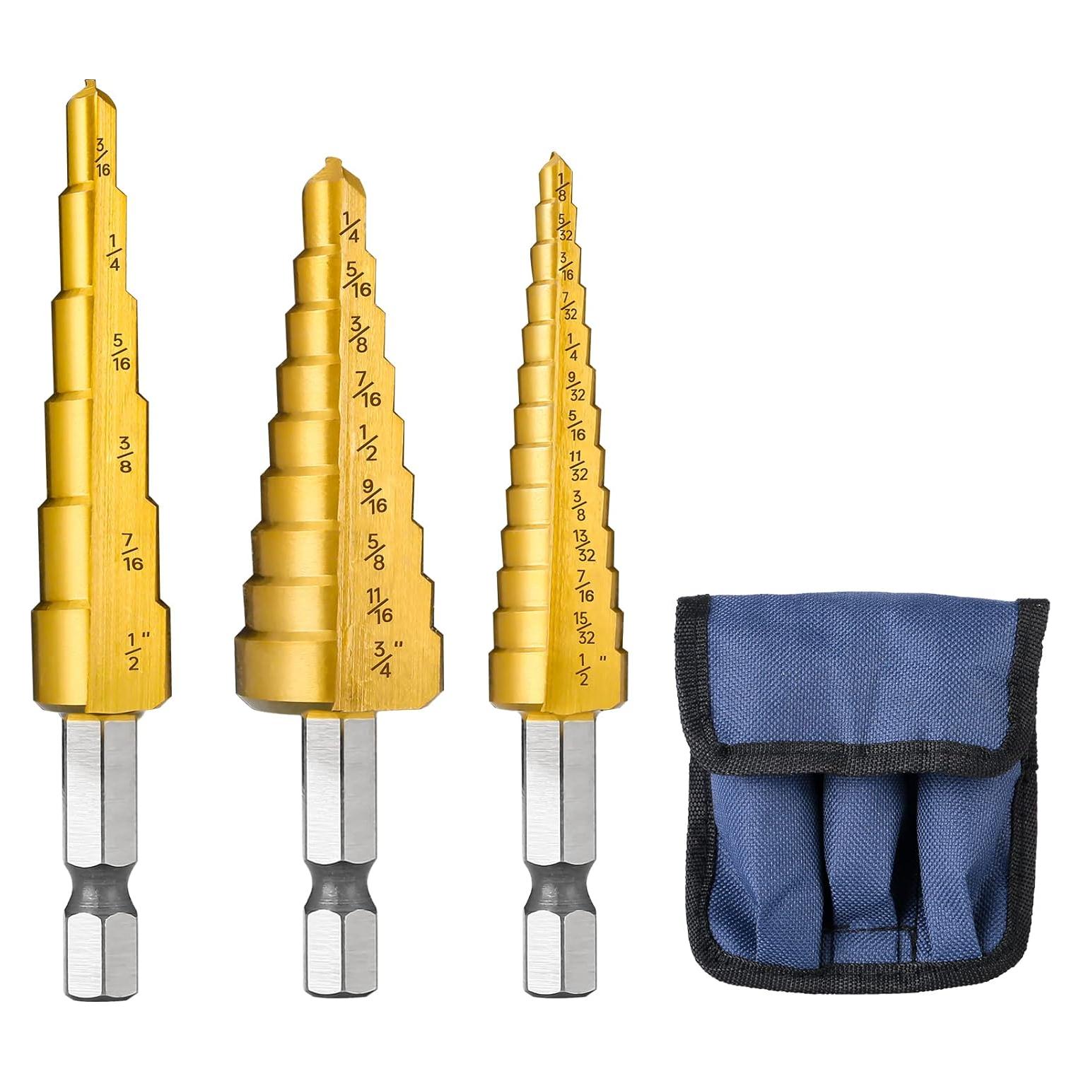 Juego de Brocas Escalonadas HSS Titanio IRONANT 3 Piezas