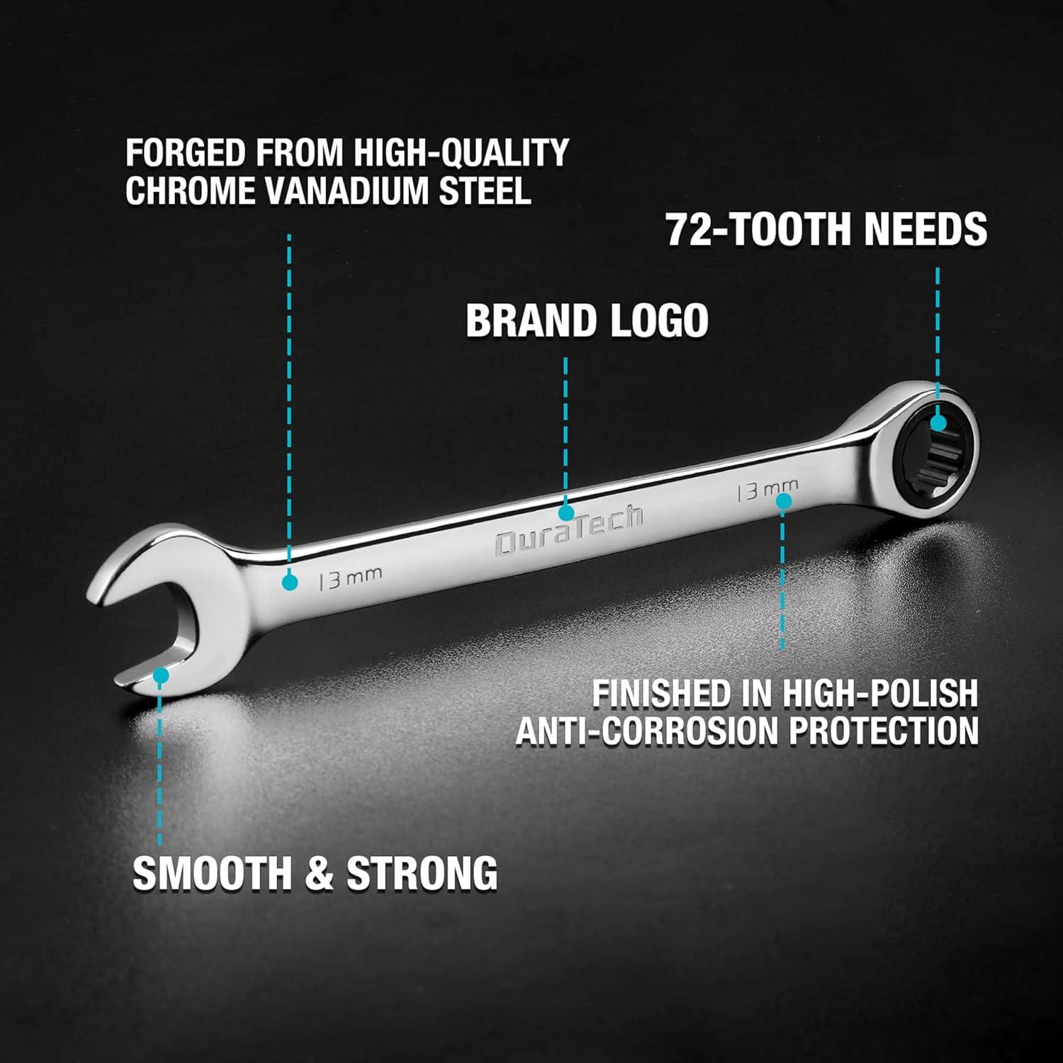 Juego de Llaves Combinadas de Carraca DURATECH 10 Piezas 6-18mm