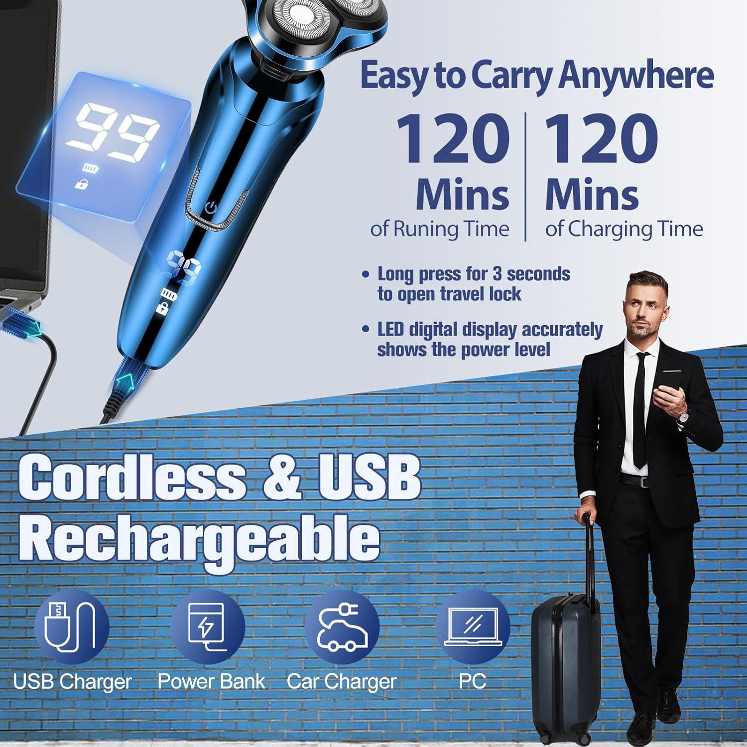 Afeitadora eléctrica Handsomeface para hombres, impermeable, recargable