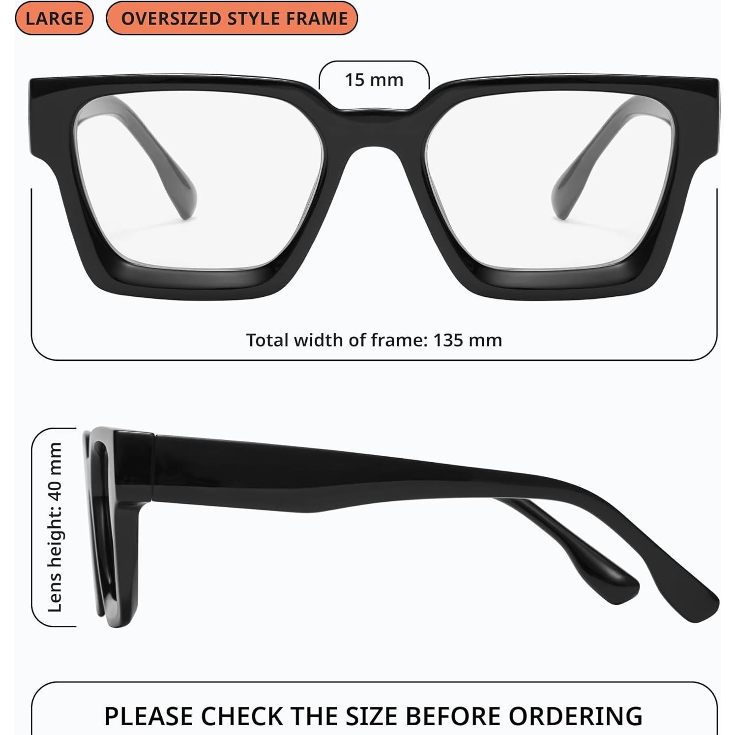 Gafas de luz azul oversized para mujer - Anti fatiga ocular