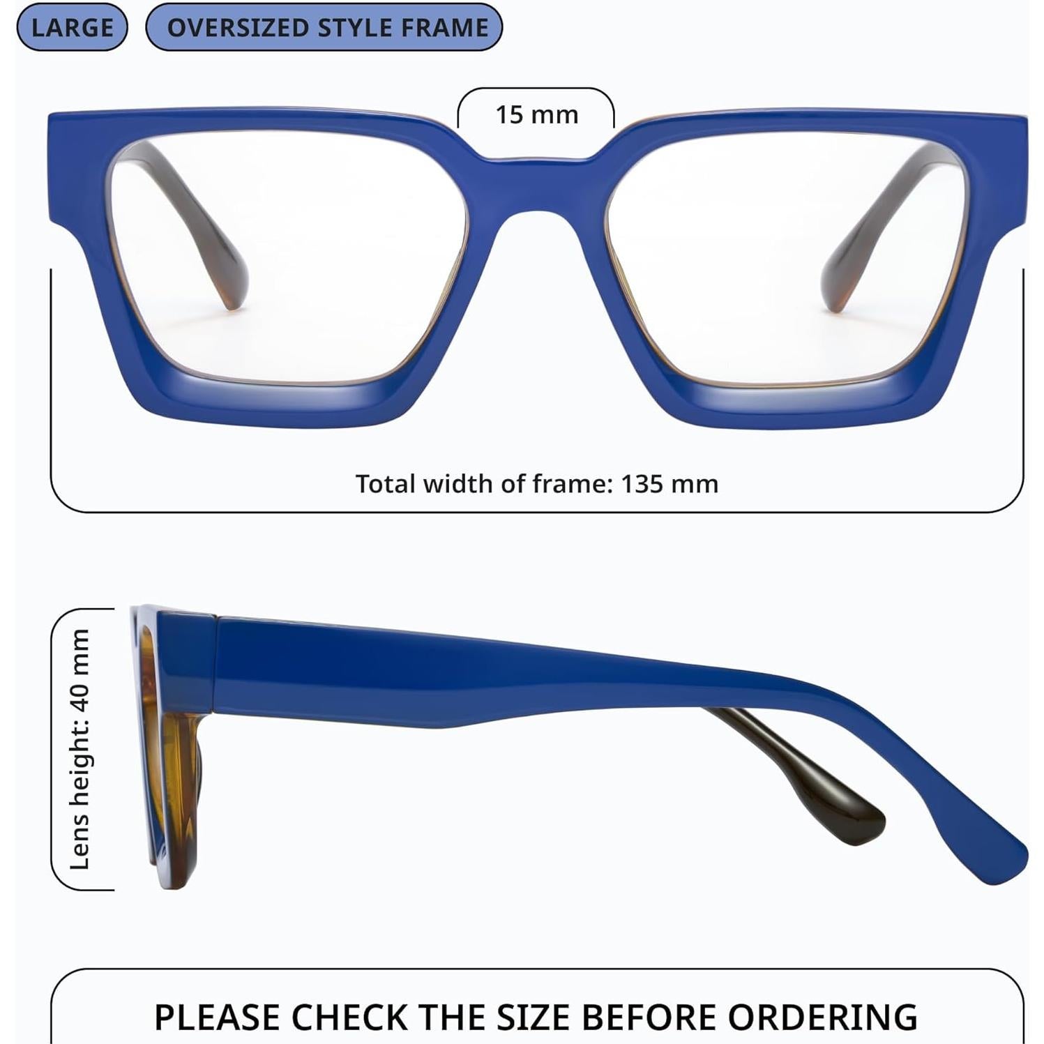 Gafas de luz azul oversized para mujer - UV400 - Anti fatiga