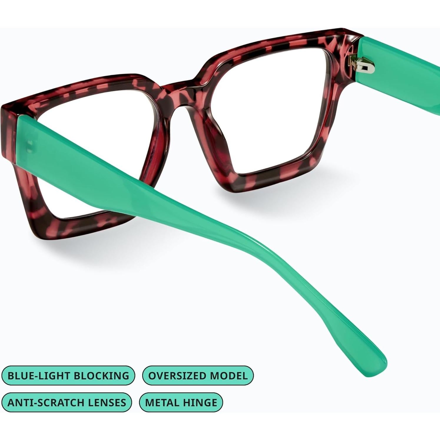 Gafas de luz azul oversized para mujer - Carey Rosa - Anti fatiga