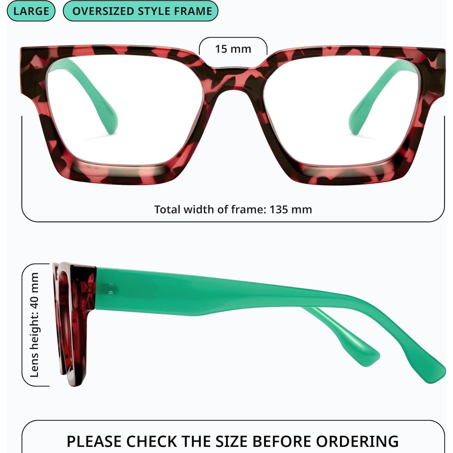 Gafas de luz azul oversized para mujer - Carey Rosa - Anti fatiga