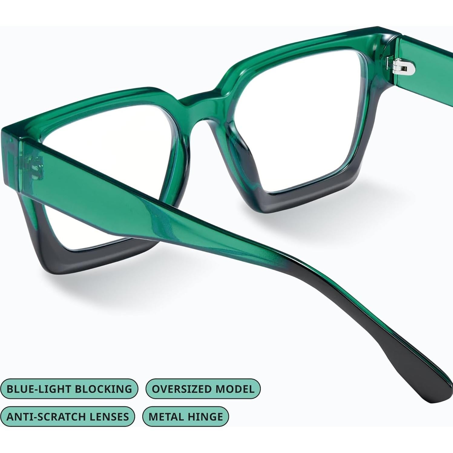 Gafas de luz azul oversized para mujer - Marco preppy chic